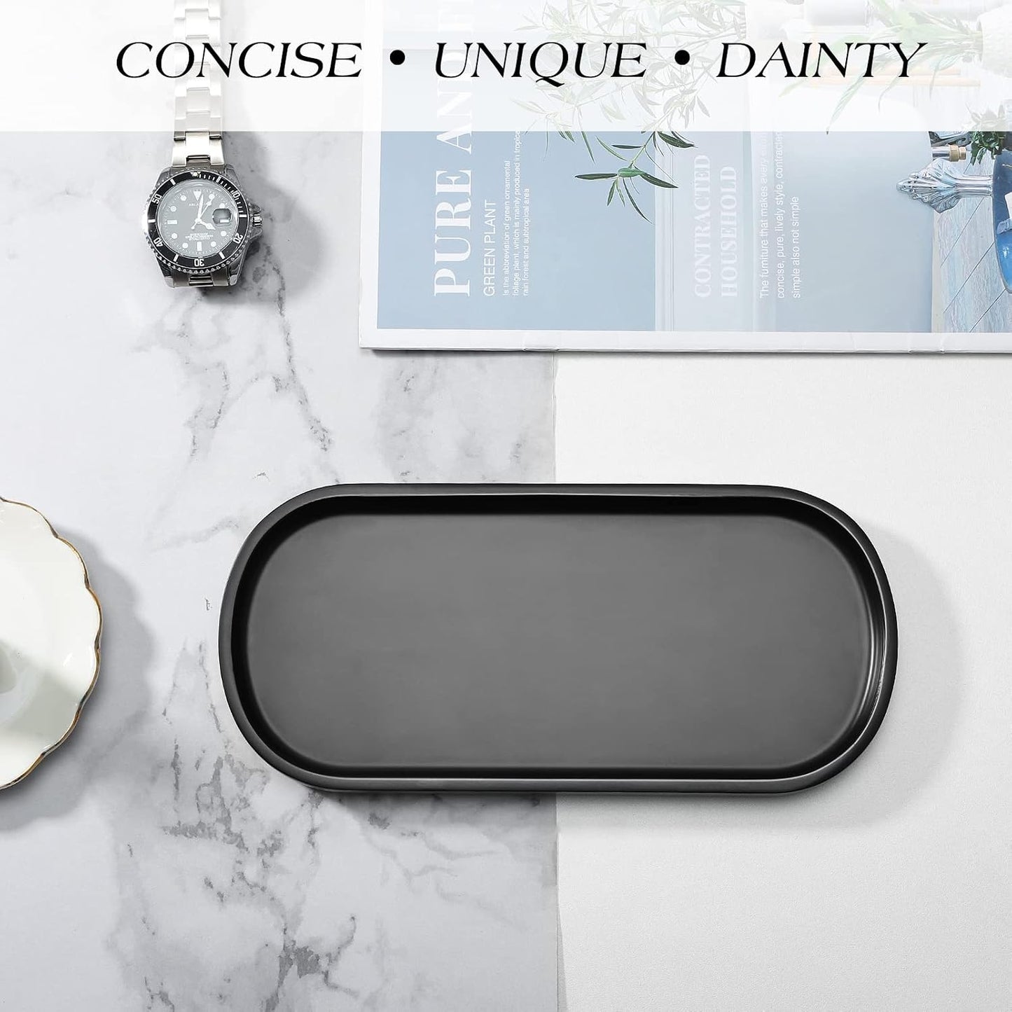 Tray / Black Vanity Tray / 9.8 x 4.5 x 0.7 / Matte Black