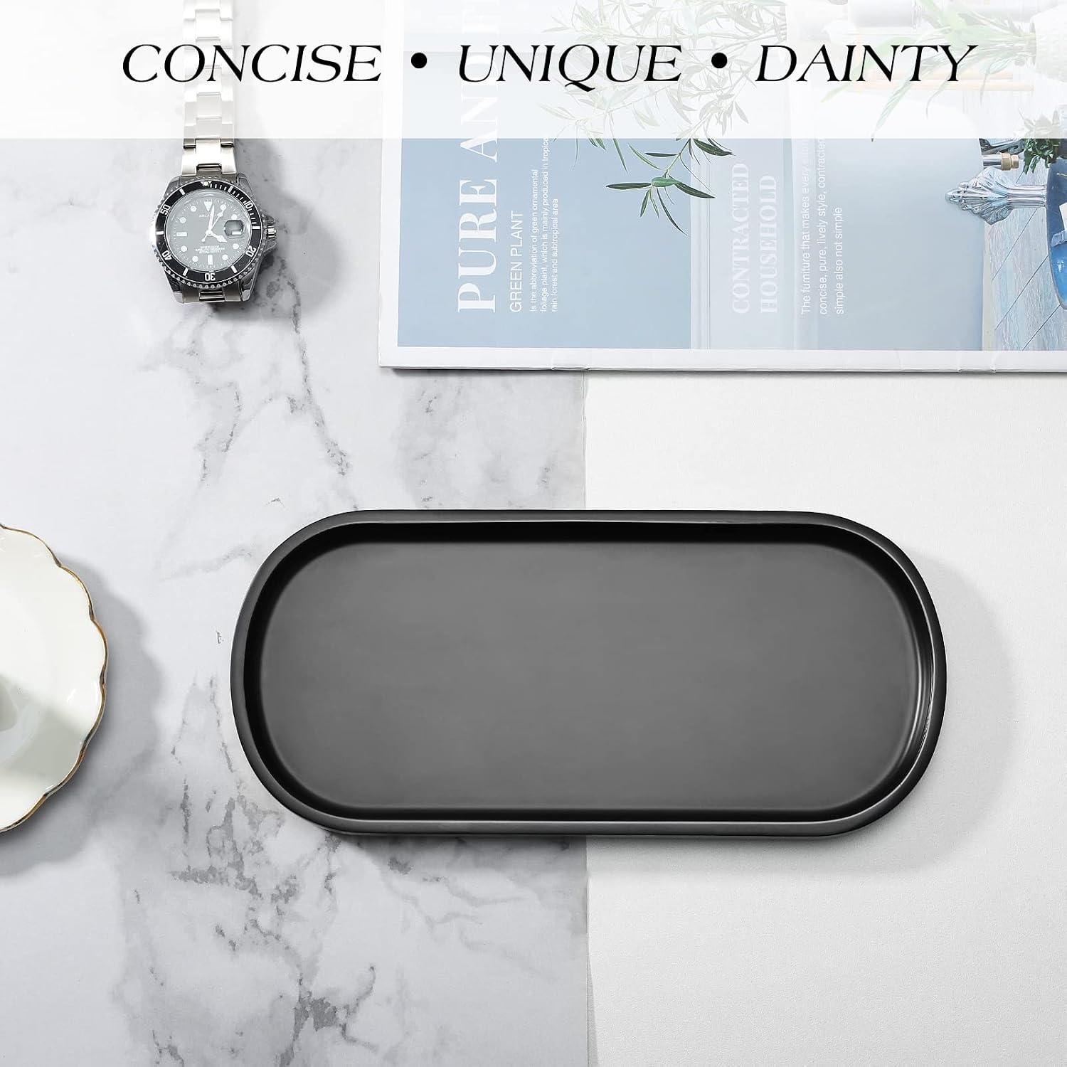 Tray / Black Vanity Tray / 9.8 x 4.5 x 0.7 / Matte Black