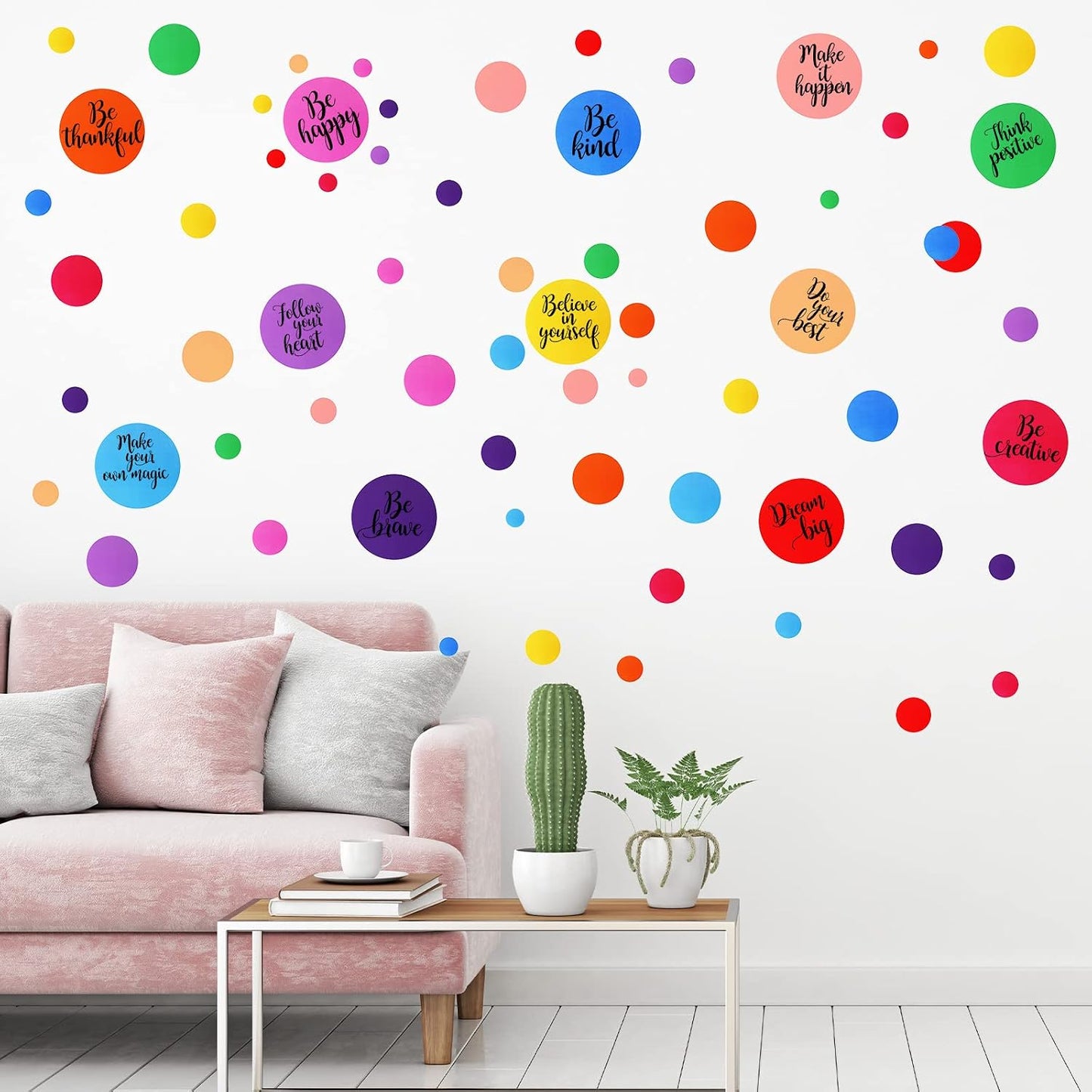 Polka Dot Wall Decals Inspirational Dots Wall Stickers Removable Peel / Mixed Color / Set of 576