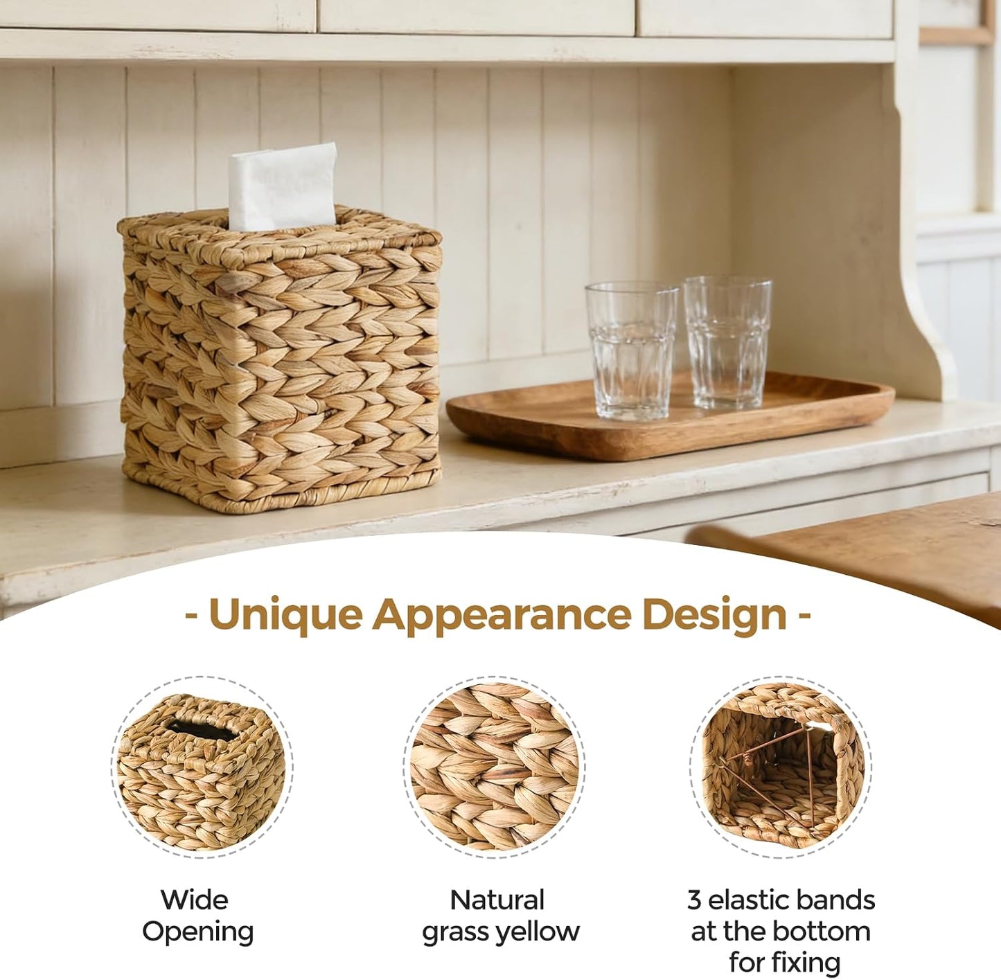 2 PK Rattan Tissue Box Cover / Set of 2