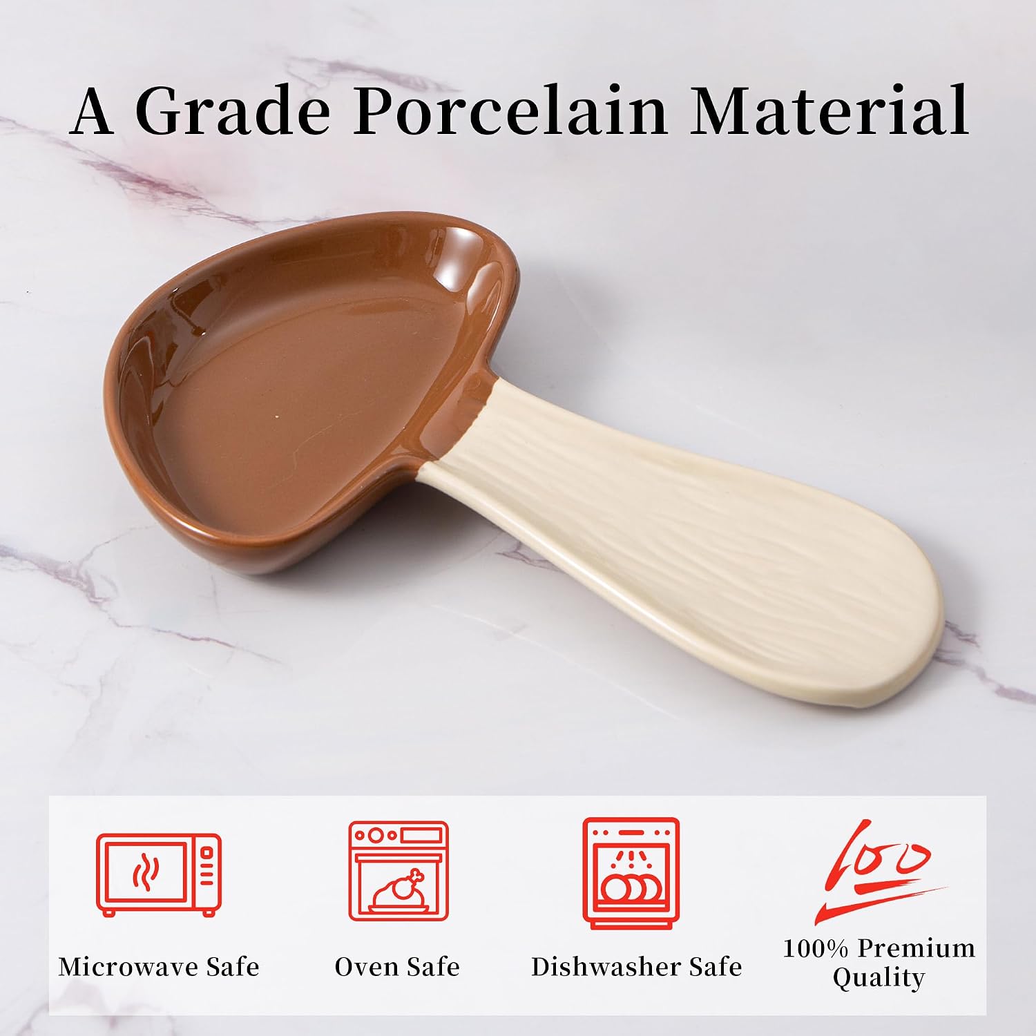 Ceramic Spoon Holder for Stove Top / Brown Mushroom