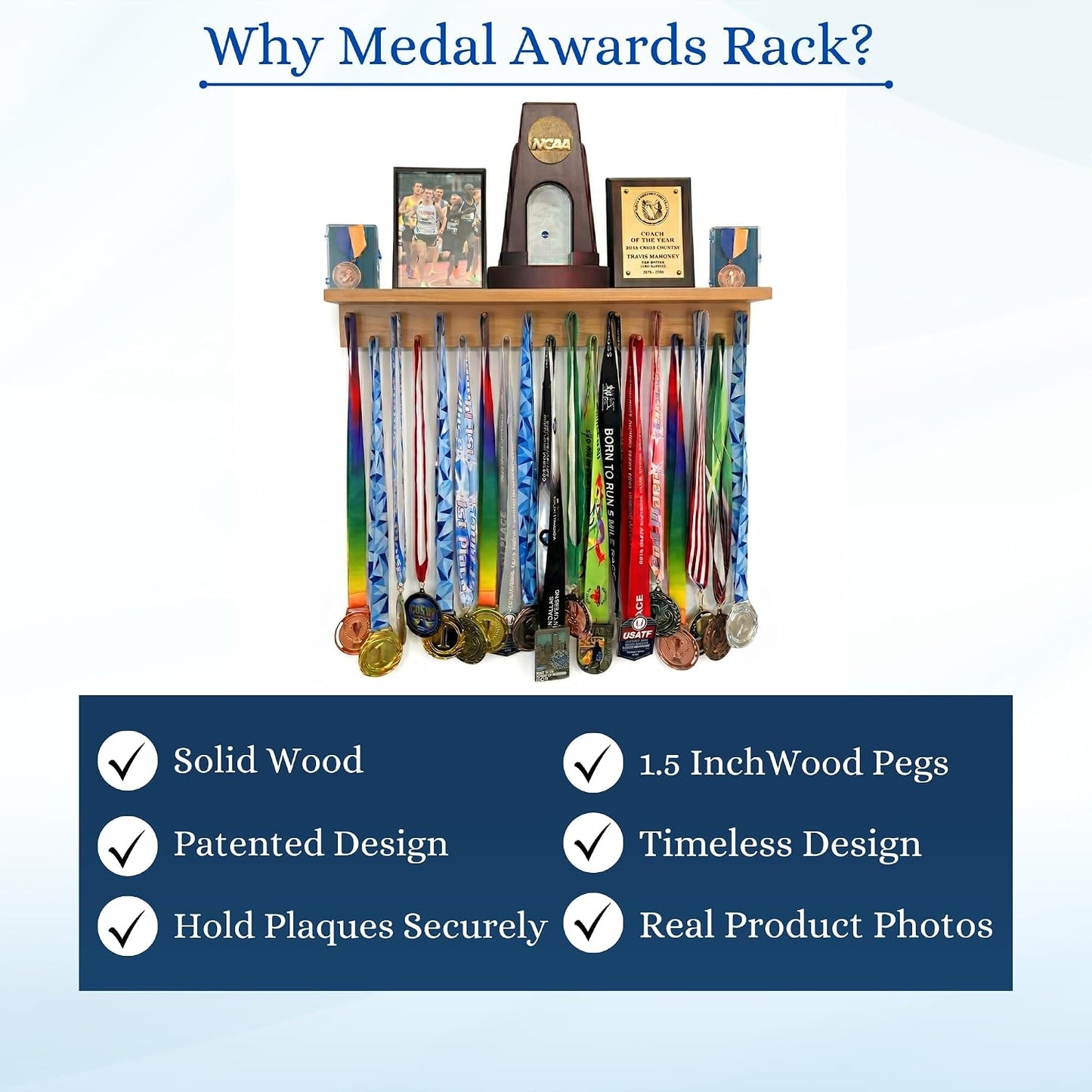Premier Medal Hanger Display Rack and Trophy Shelf for Gymnastics, Soccer, Basketball, Football, and More – 2, ft