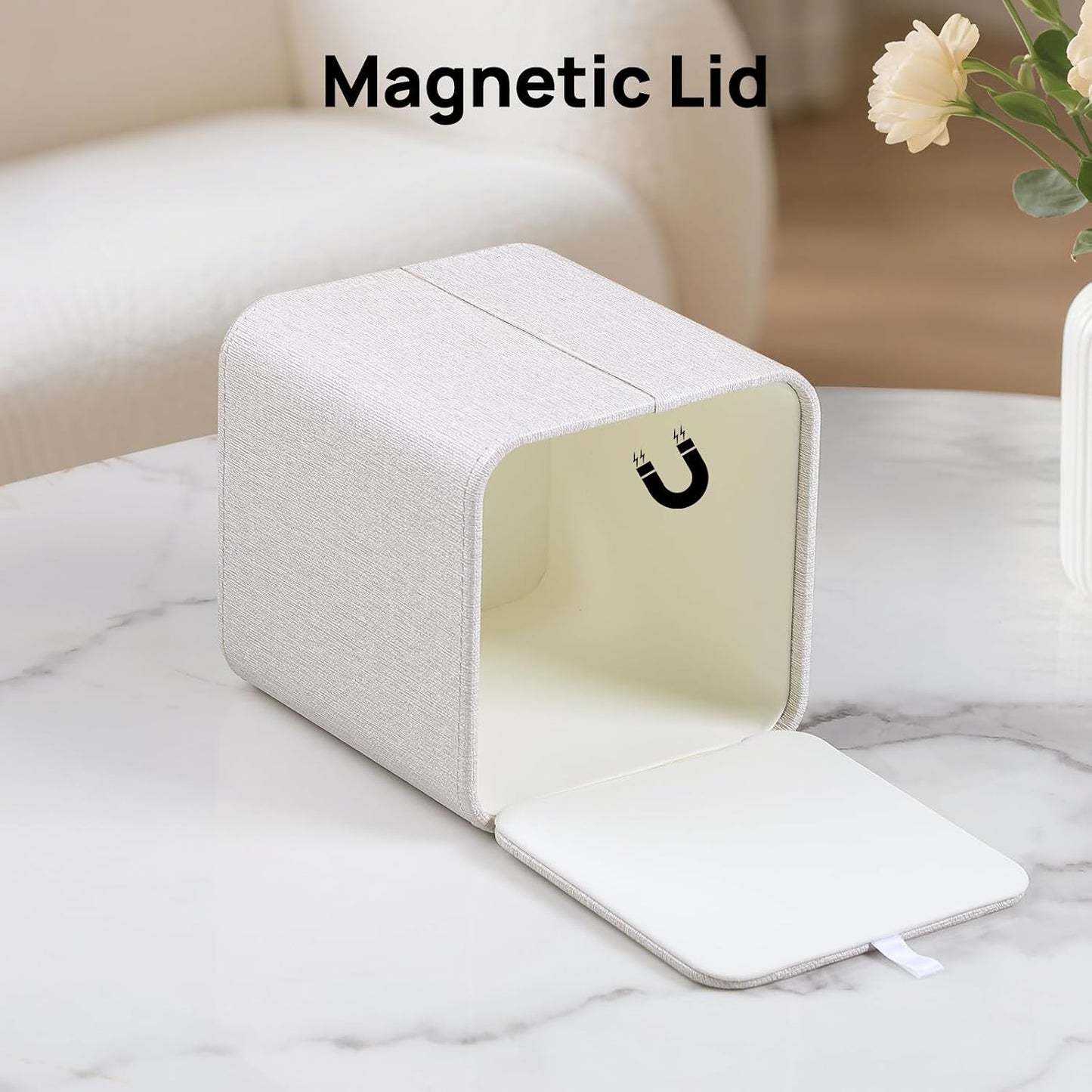Square Linen Tissue Box Cover / Beige
