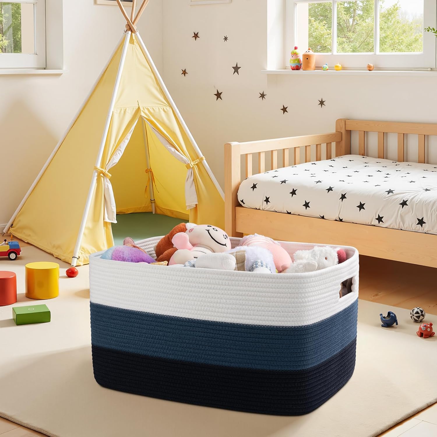 Rectangle Woven Baskets / Gradient Blue / 22 x 17 x 12