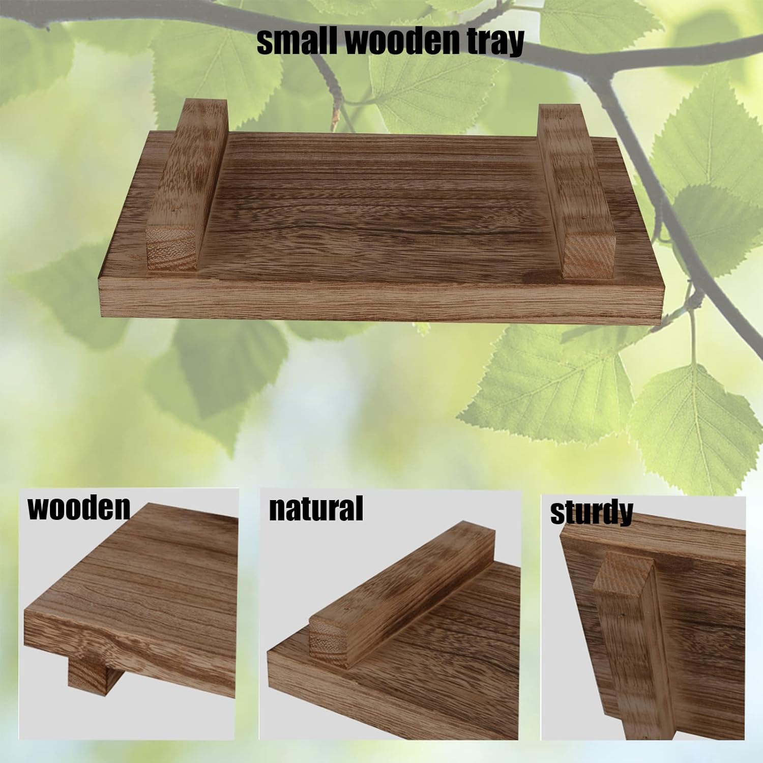 Small Wood Tray Pedestal Stand Farmhouse Bathroom Decor Decorative Wooden / Brown / 9 x 5.9 x 1.6