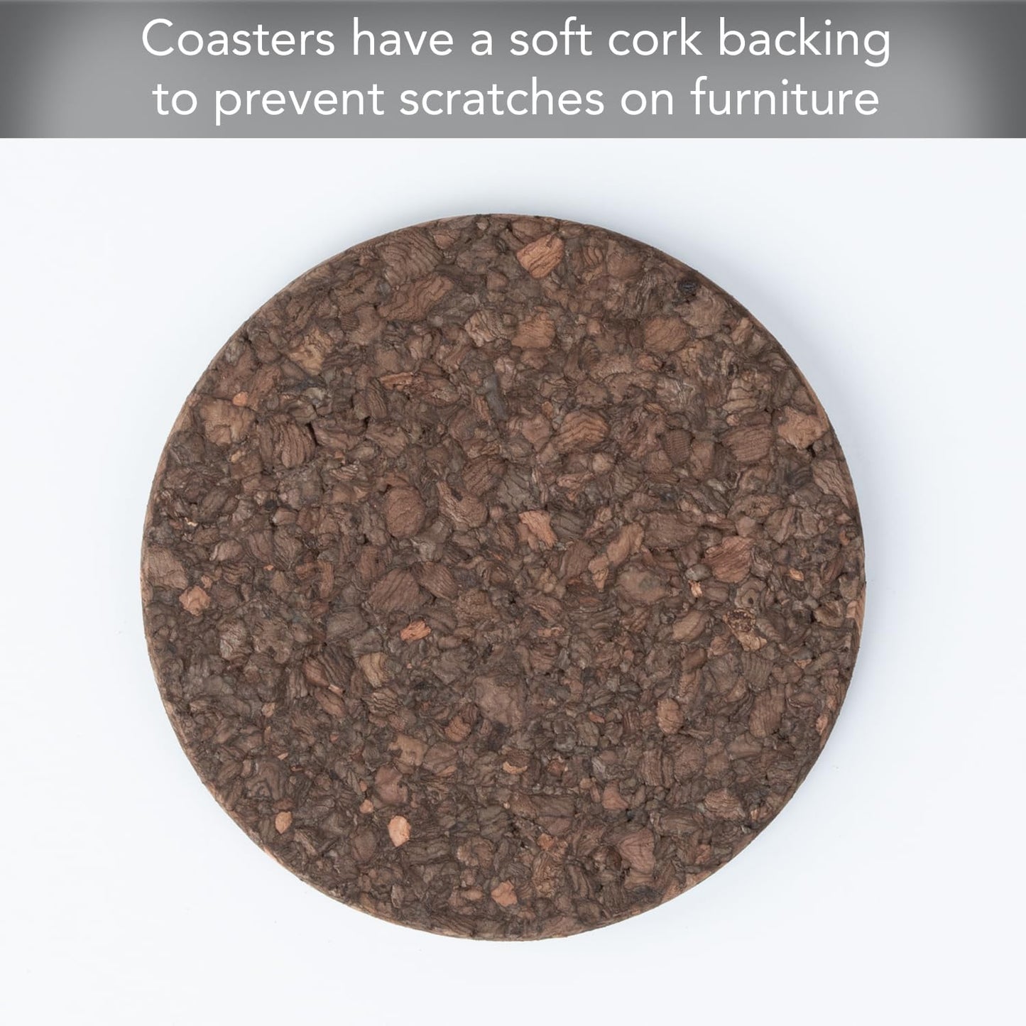 Thick Dark Cork Coasters in Attractive Coaster Holder 4.7" Round Durable / Black / Set of 6