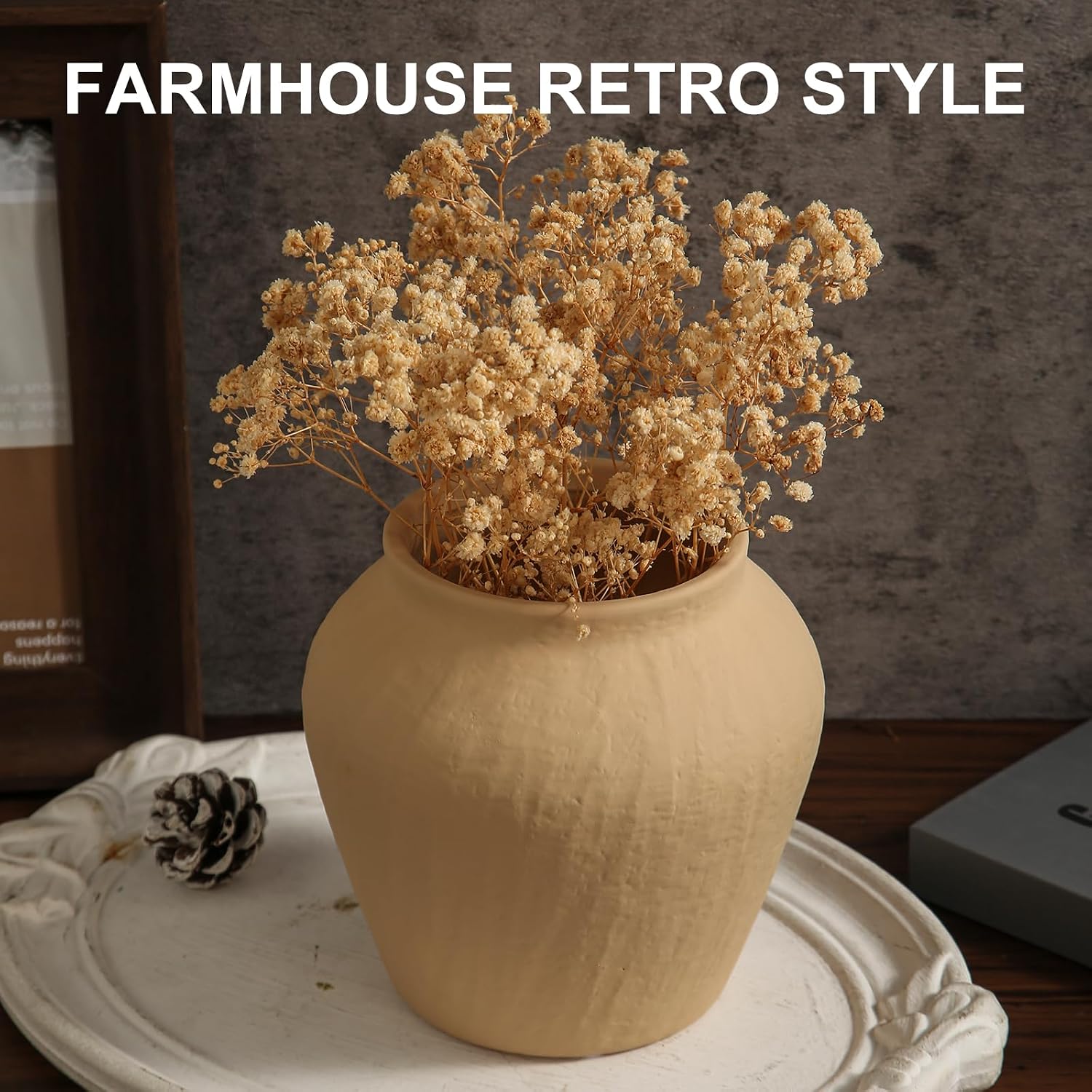 Farmhouse Ceramic Vase / Plain Yellow / 6.3 x 6.1