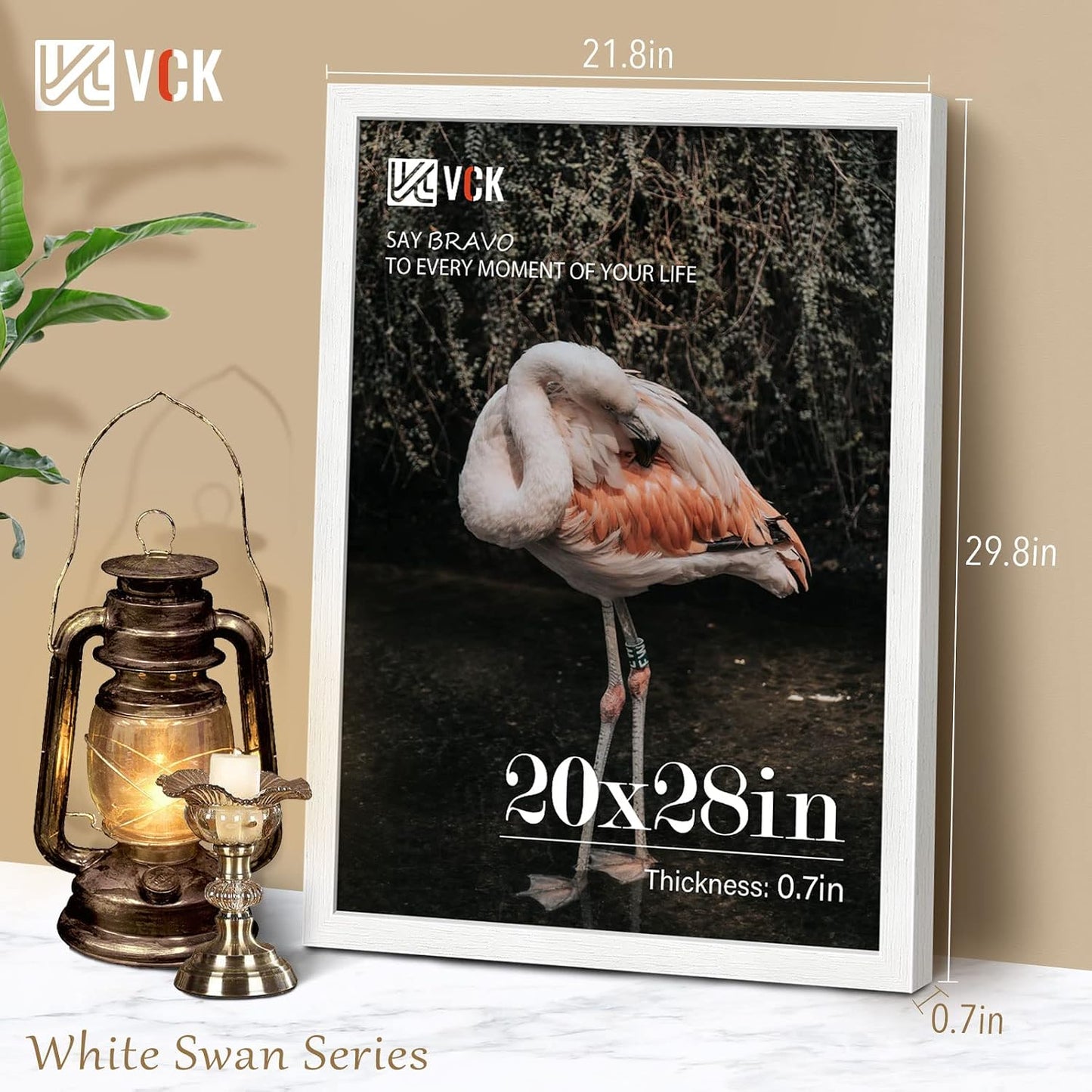 VCK 20x28 Poster Frame Solid Wood White 3 Pack Picture Frames 20 x 28 Inches with Wall Mounting Hanging