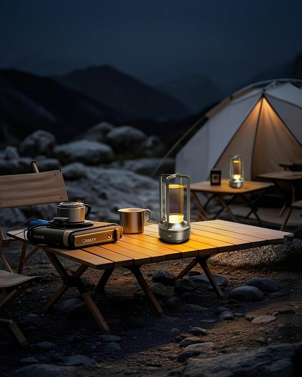 Set of 2 Cordless Table Lamps Rechargeable Desk Lamps Silver | Battery Operated Table Light with 3 Color Stepless