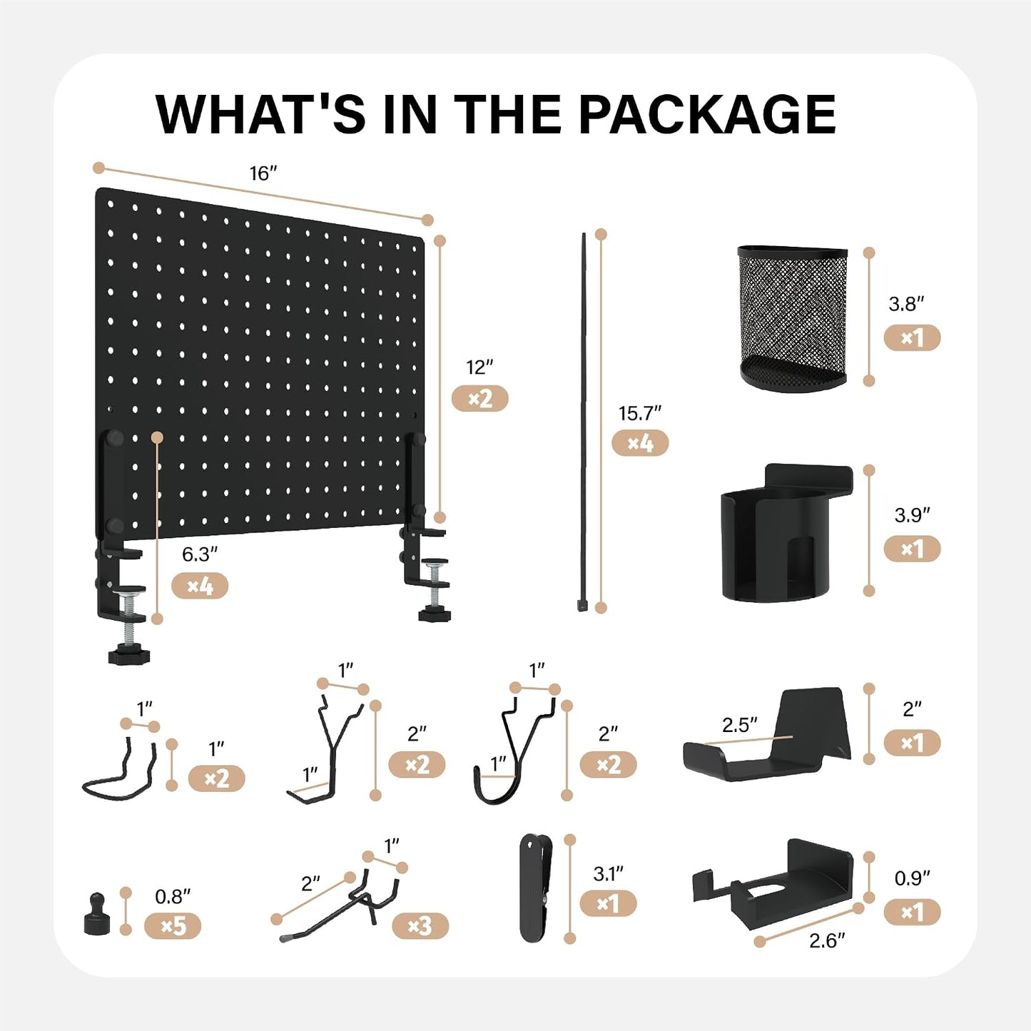 HUHOLE 32 x 12 Inch Clamp On Desk Pegboard Complete Kit | No Drill Metal Privacy Panel and Organizer with Accessories