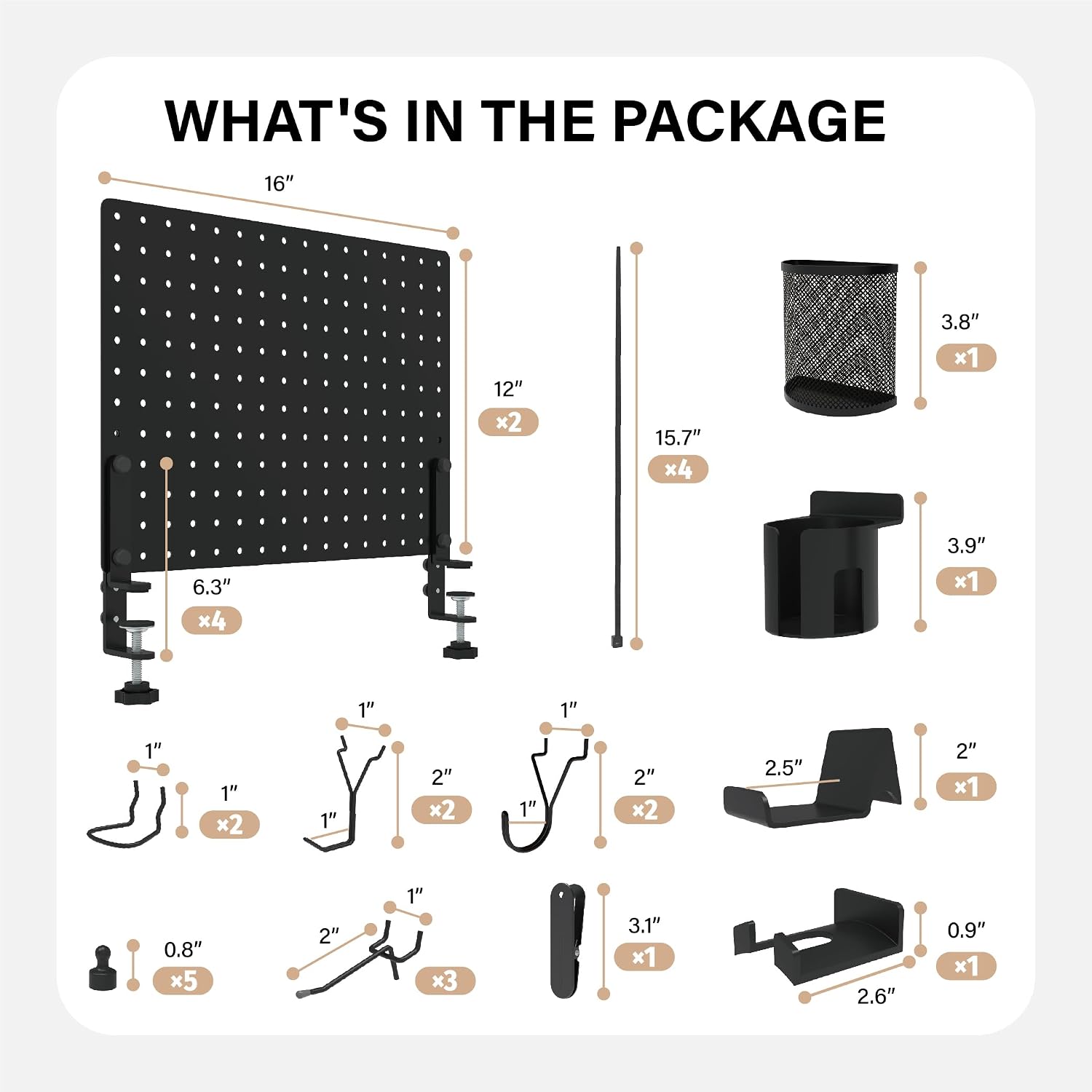 HUHOLE 32 x 12 Inch Clamp On Desk Pegboard Complete Kit | No Drill Metal Privacy Panel and Organizer with Accessories