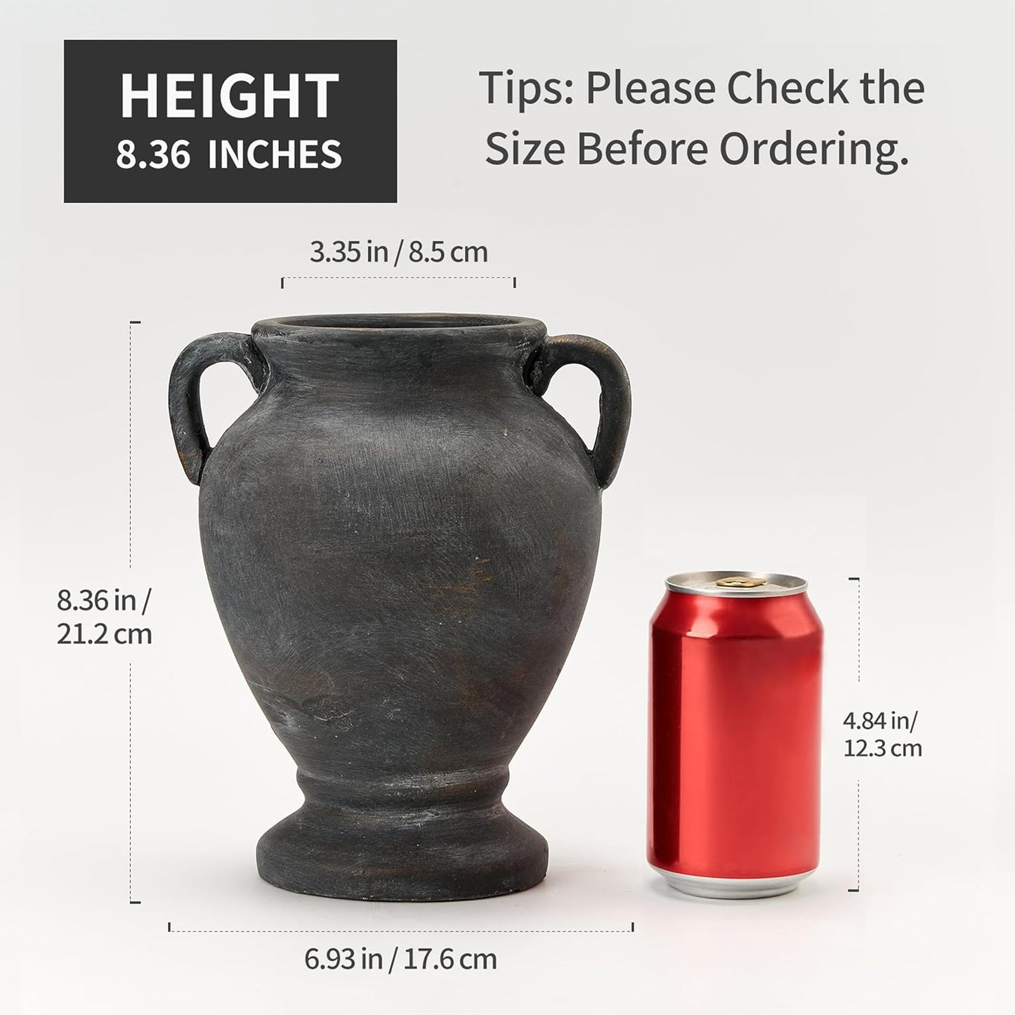 Farmhouse Terracotta Vase / Black Bronze- 8.36 / 8.36 Inch