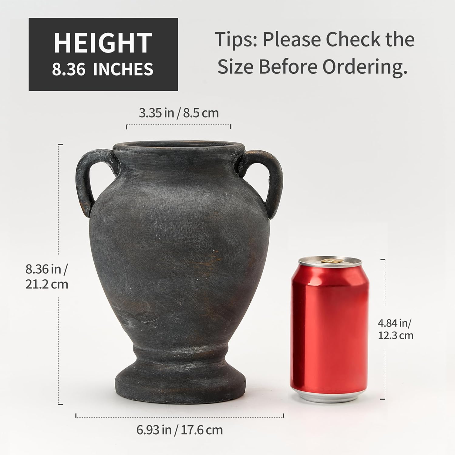 Farmhouse Terracotta Vase / Black Bronze- 8.36 / 8.36 Inch