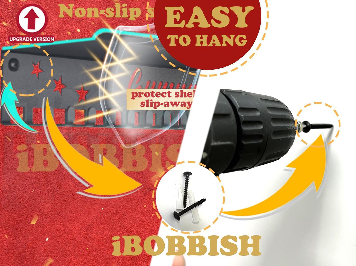 iBobbish Metal Medal Hanger Display,Non-Slip Trophy Shelf with 20 Hooks,Wall Mount,Heavy Duty,Non-Bent,Holds