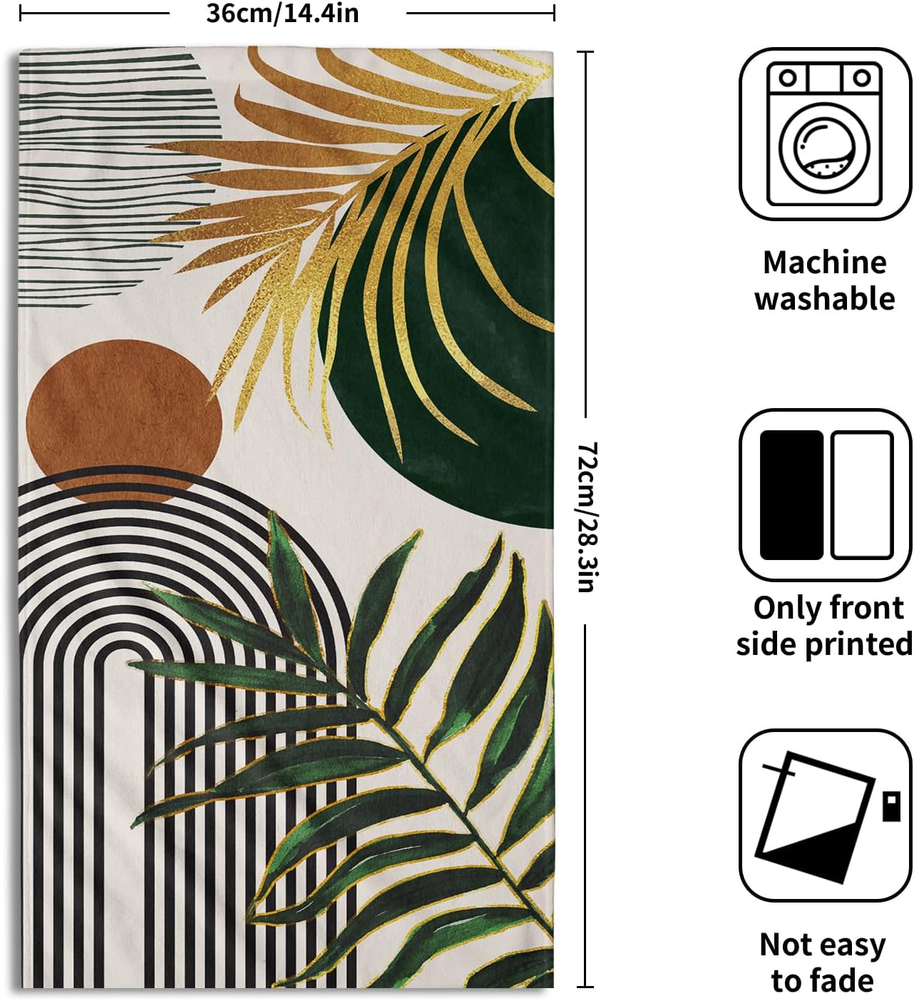 Giwawa Boho Leaves Hand Towels Mid Century Fingertip Towel Set of 2 Soft Kitchen Dish Towels Decorative Bathroom Towels
