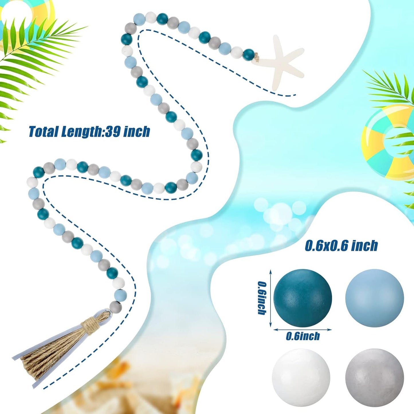 Farmhouse Seashell Bead Garland / White / Set of 2