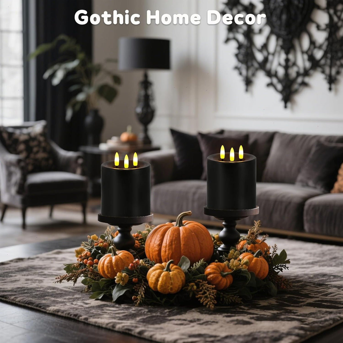 Large 3 Wick Flameless Candles Set of 2, 4"x4" Flickering LED Candles with Remote & Timer, Dimmable Real Wax Electric