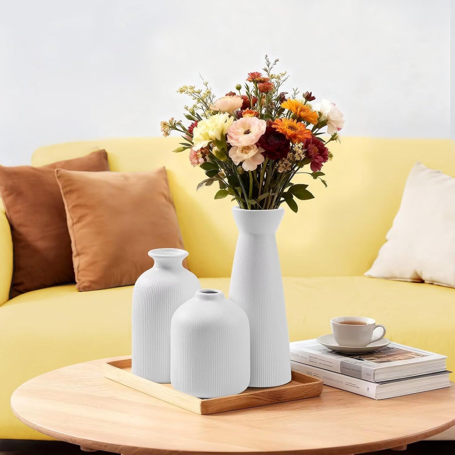 Ceramic Flower Vases / White / Set of 3