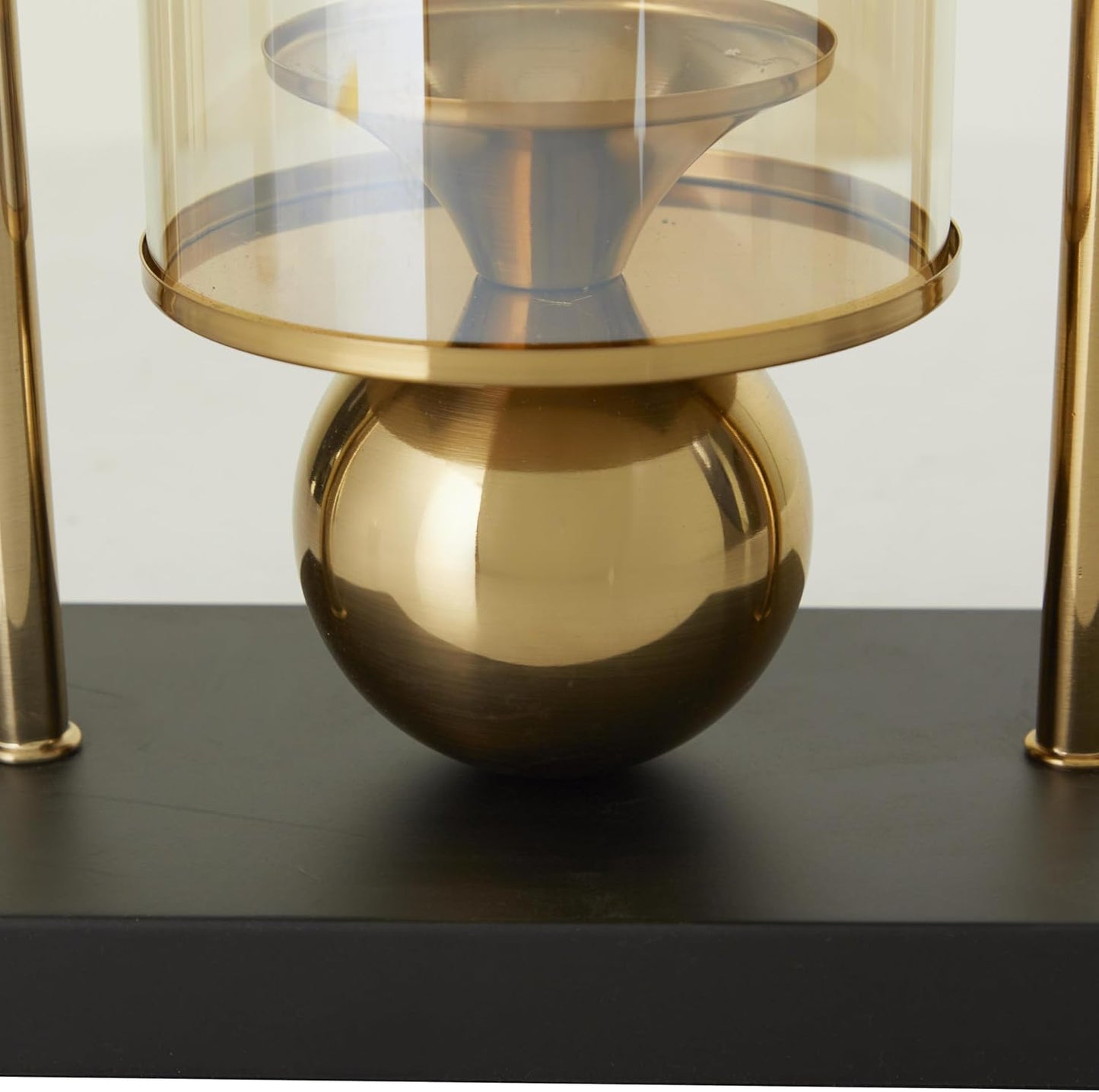 CosmoLiving by Cosmopolitan Metal Hurricane Lamp 10" x 5" x 17" | Warm table glow, candle stands with ball accent