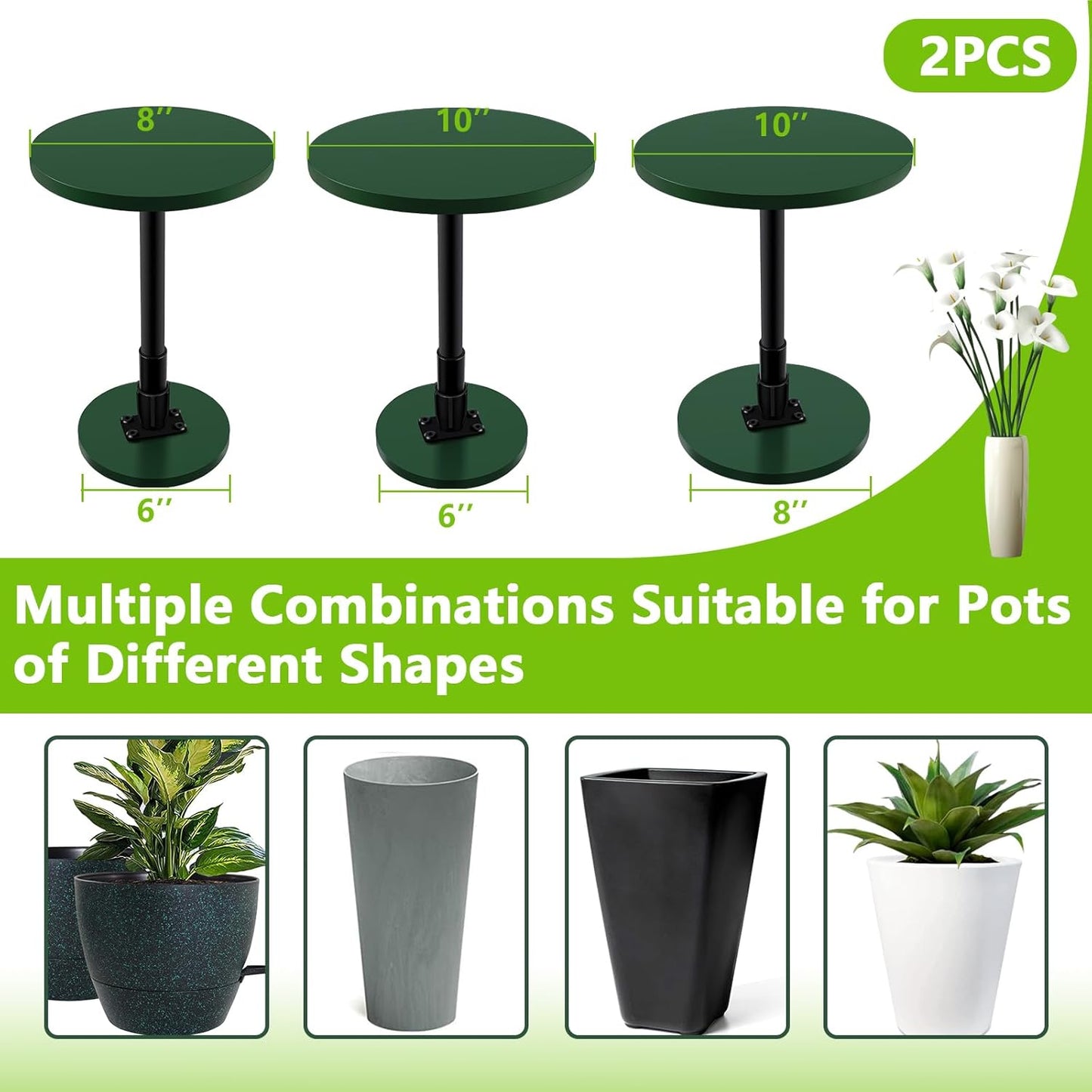 Axcoix 2 Pack Adjustable Height Plant Risers for Inside Pots, 7.5-12" Planter Inserts for Large Pots, Pot Fillers for