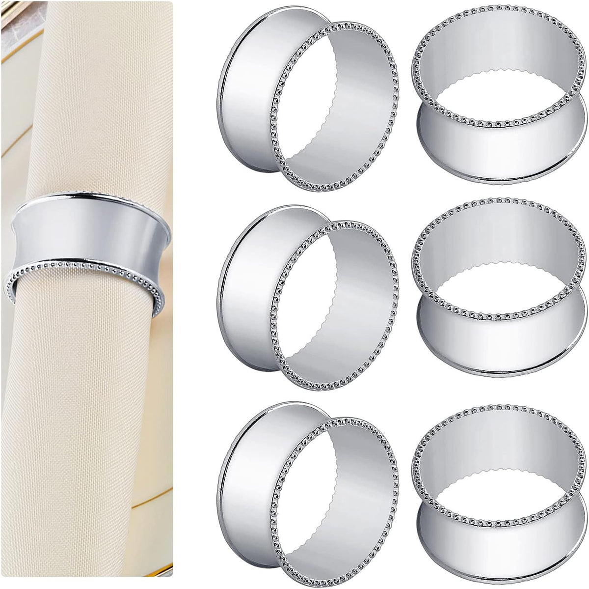 APTWOW Bright Gold Napkin Rings Set of 6, Fall Thanksgiving Table Decor