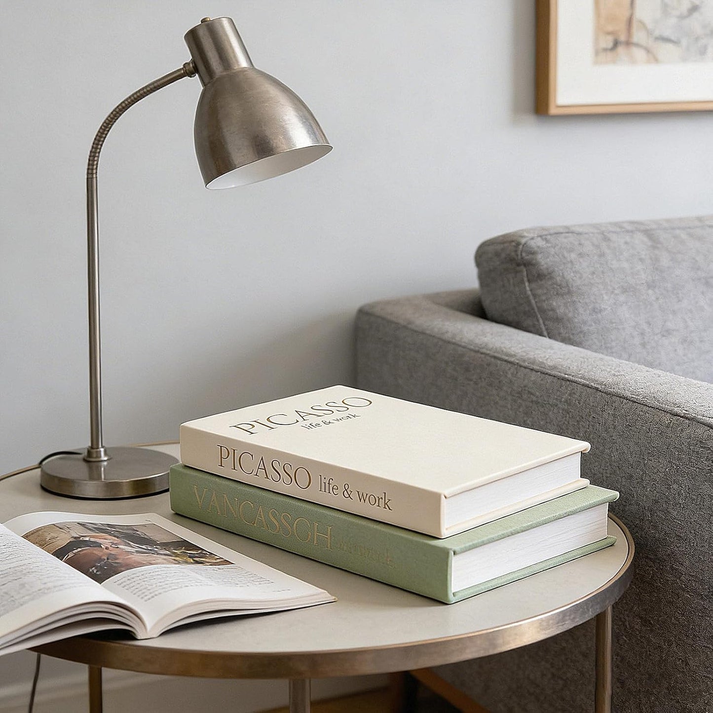 Linen Faux Fake Books for Decor Aesthetic / Mint Green & Beige / Set of 2