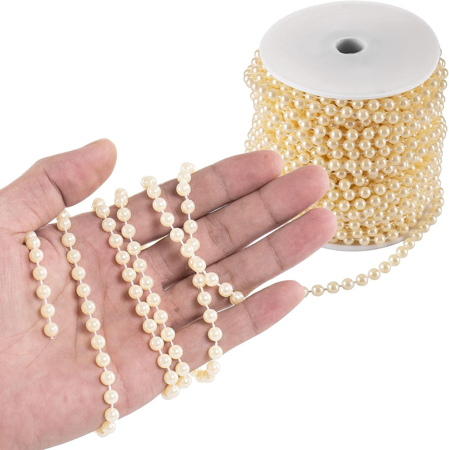 Faux Pearl Garland Spool Roll Strand Wedding Party Decoration / Ivory / 0.24 In 66 Ft