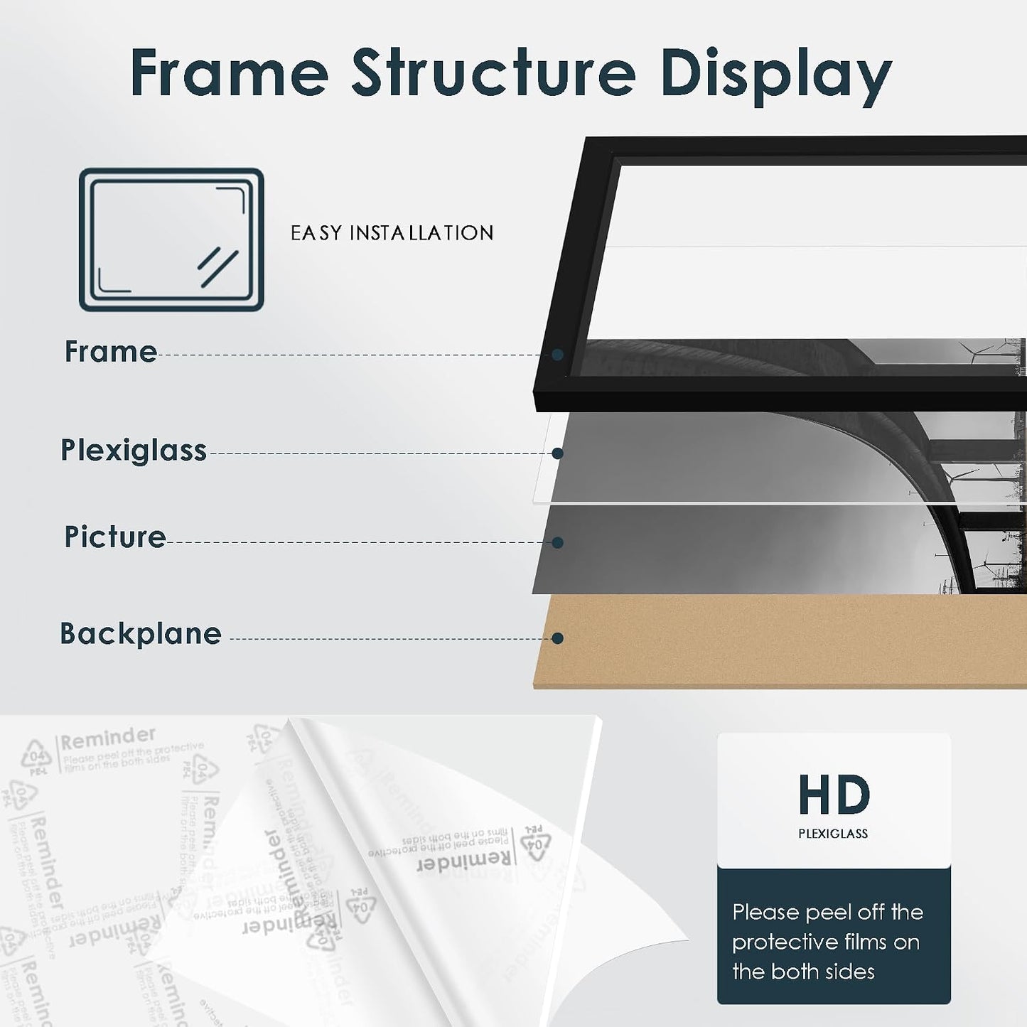 18x24 Frame Black 5 Pack, for Horizontal or Vertical Wall Mounting | Poster Frames 18 x 24, for Photos, Artwork; Fits