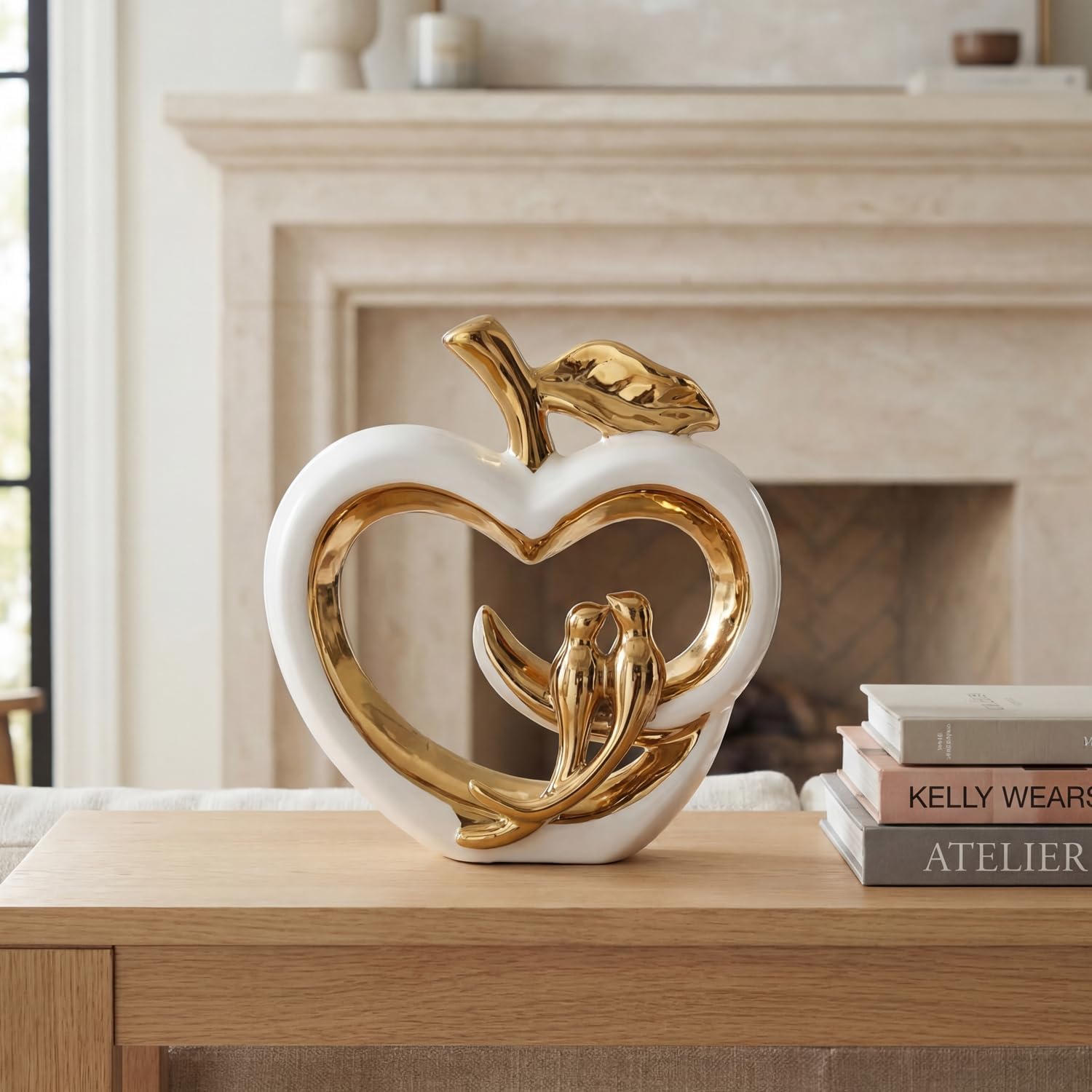 Ceramic Statue Home Decor / White Gold