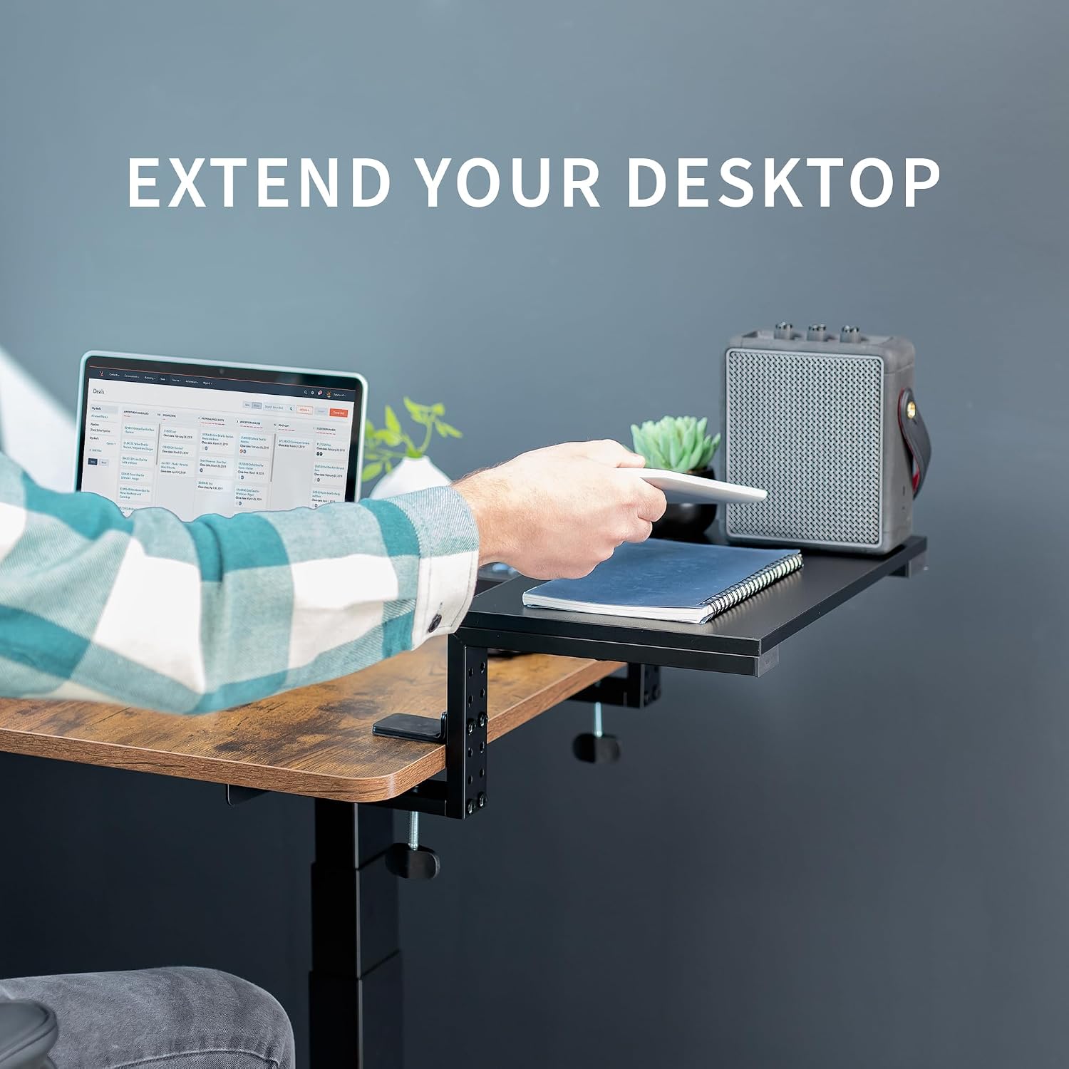 VIVO Clamp-on 15 inch Desk Extension Shelf for Gaming Devices, Ergonomic Computer Monitor and Laptop Riser, Printer