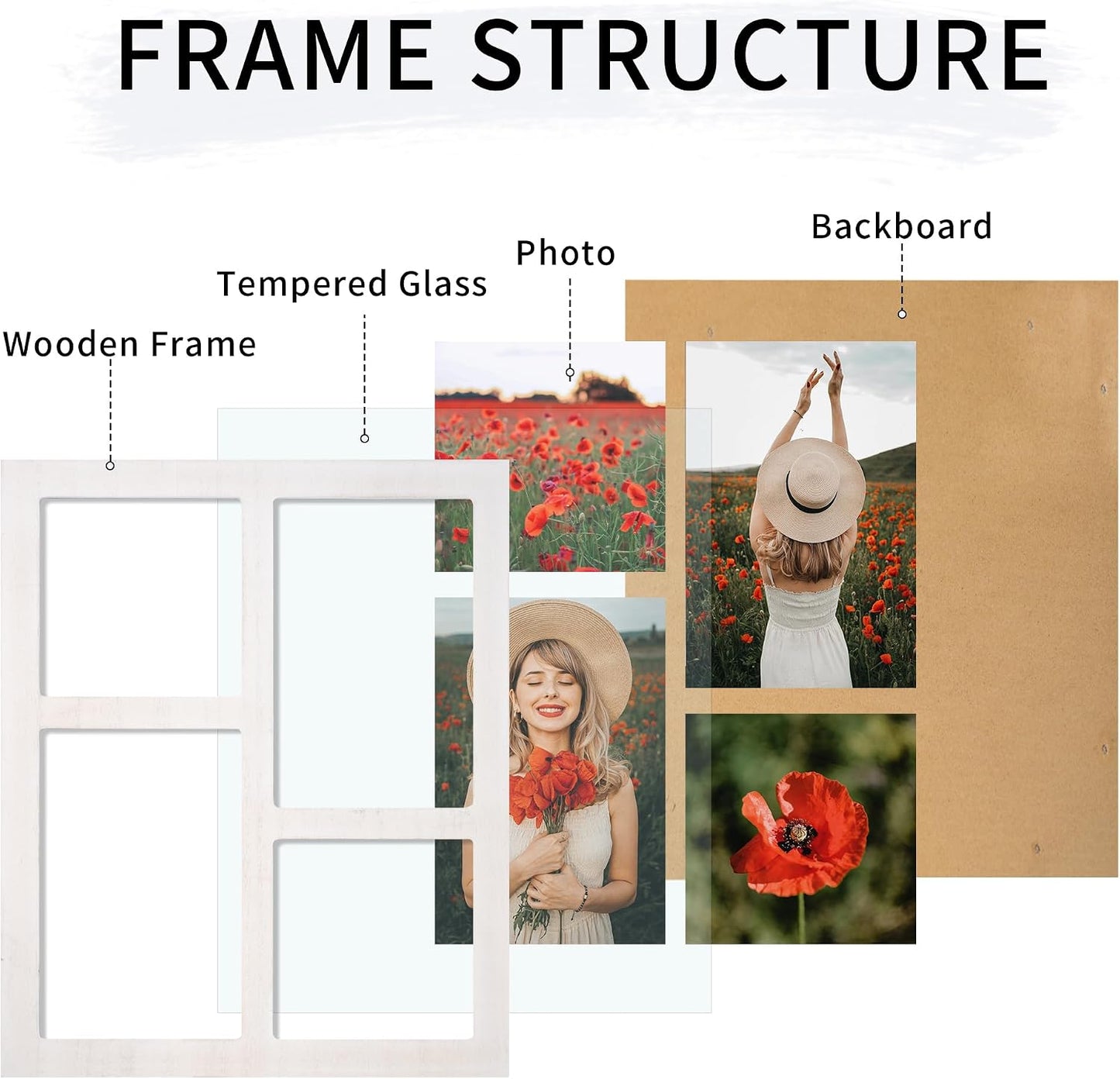 YESKAY Picture Frame Collage 4x6 and 4x4 Photos Display, 4x6 Multiple Photo Collage Frames with Tempered Glass, Family