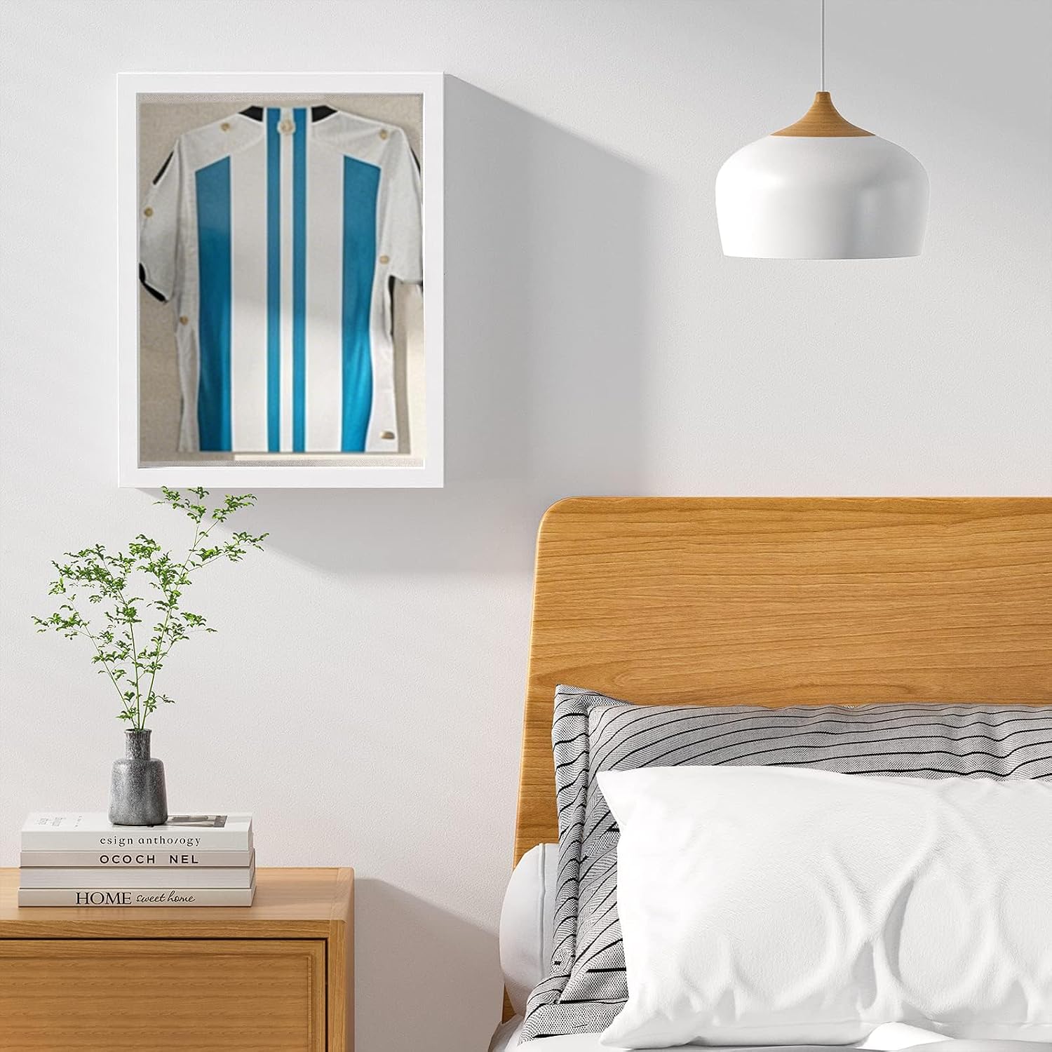 Love-KANKEI Deep Large Shadow Box 13x16.5,Solid Wood Frame,Memory Box,White | Front-Opening Glass Magnetic Door,Linen