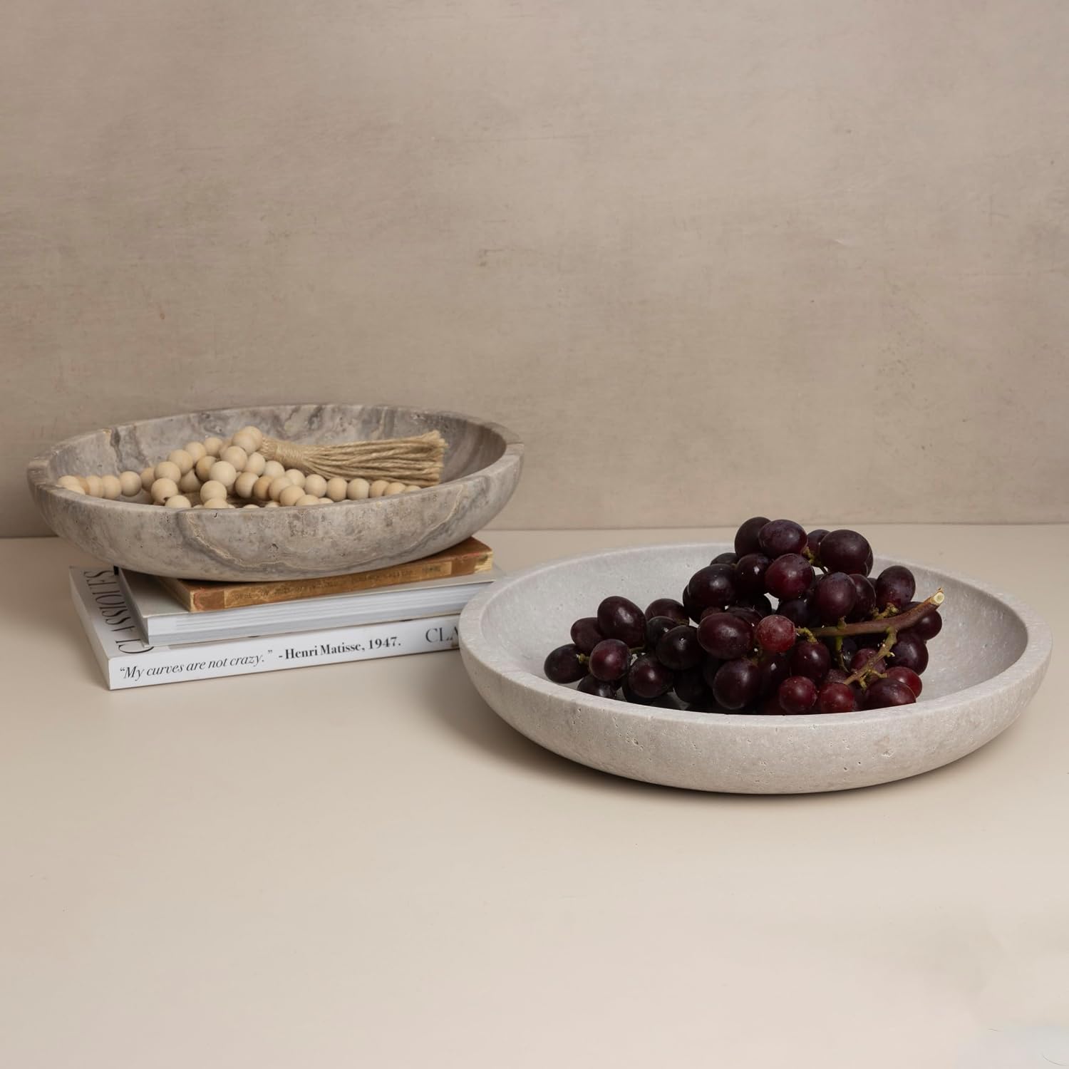 Travertine Decorative Bowls / Silver-grey