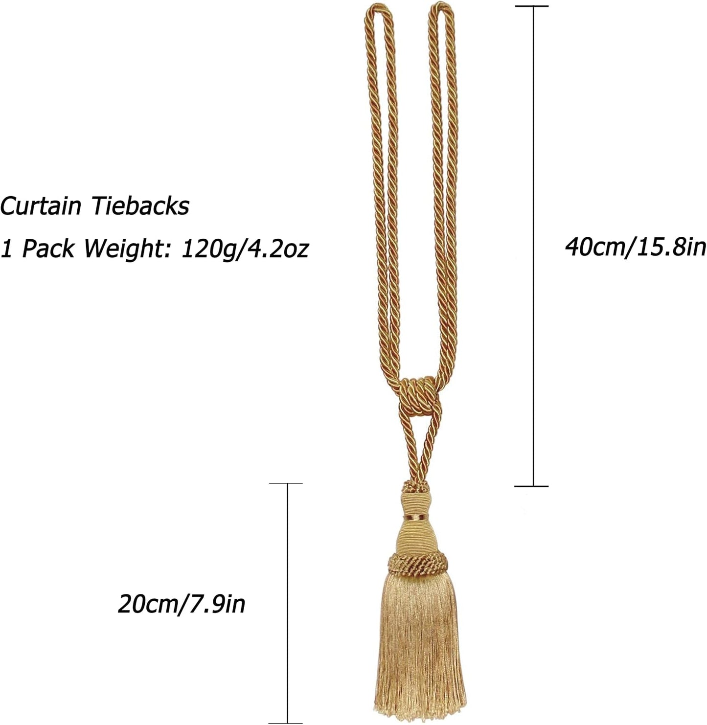 BEL AVENIR 4 Pack Curtain Tiebacks Tassel Drapery Tie-Backs Rope Holdbacks | Handmade, Home Office Hotel Decorative