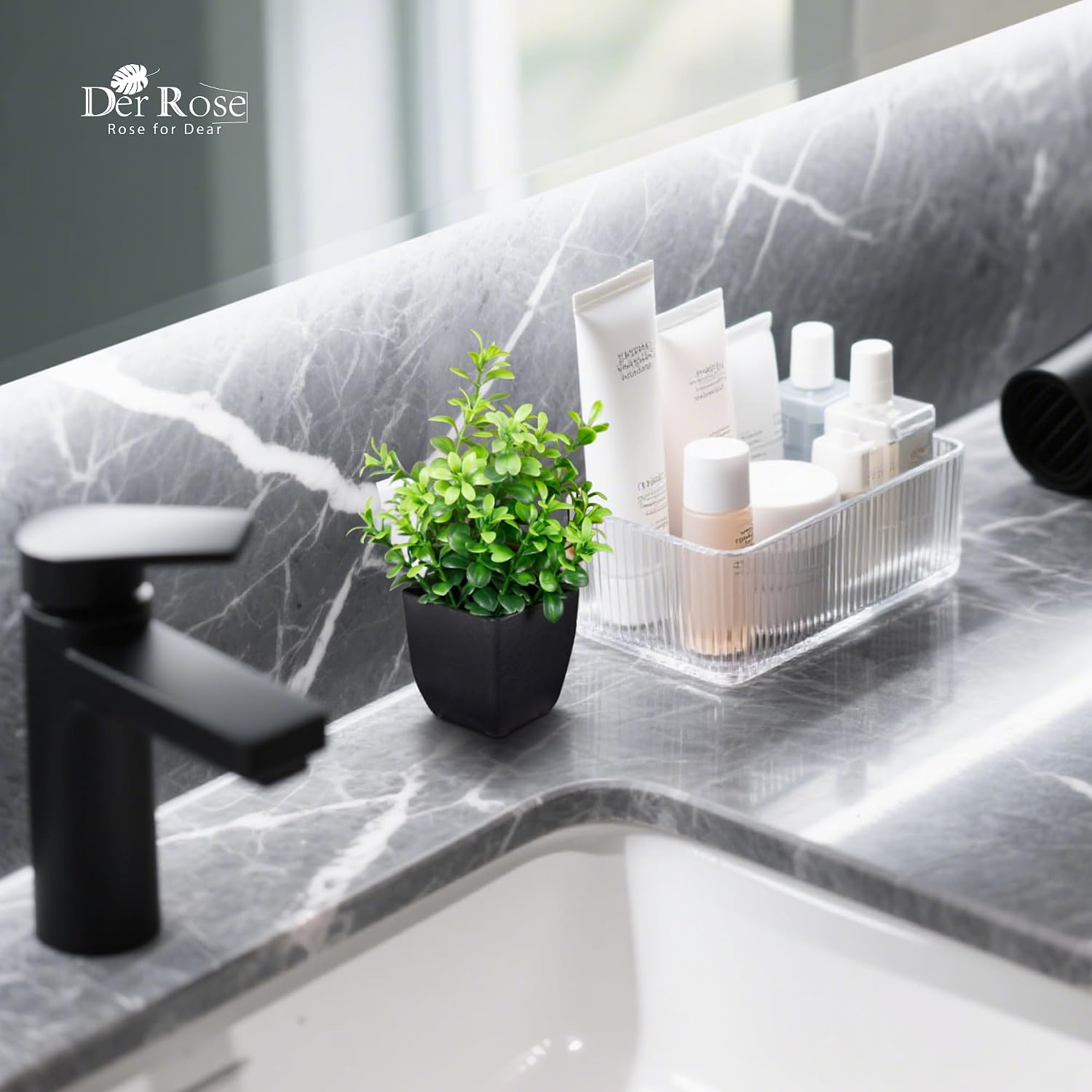 Bathroom Decor Fake Plants Mini Artificial Greenery Potted Plants for Halloween / Black / Set of 4