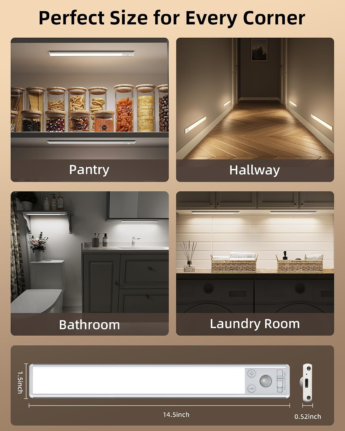 EZVALO 134 LED Under Cabinet Lights, 4000mAh Rechargeable Motion Sensor Light Indoor, Dimmable Magnetic Closet Lights