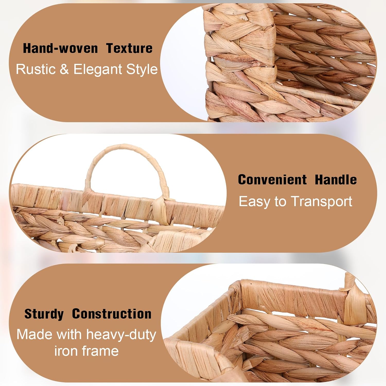 Woven Hanging Magazine Holder Water Hyacinth Storage Basket Wall Mounted Wicker Organizer Boho