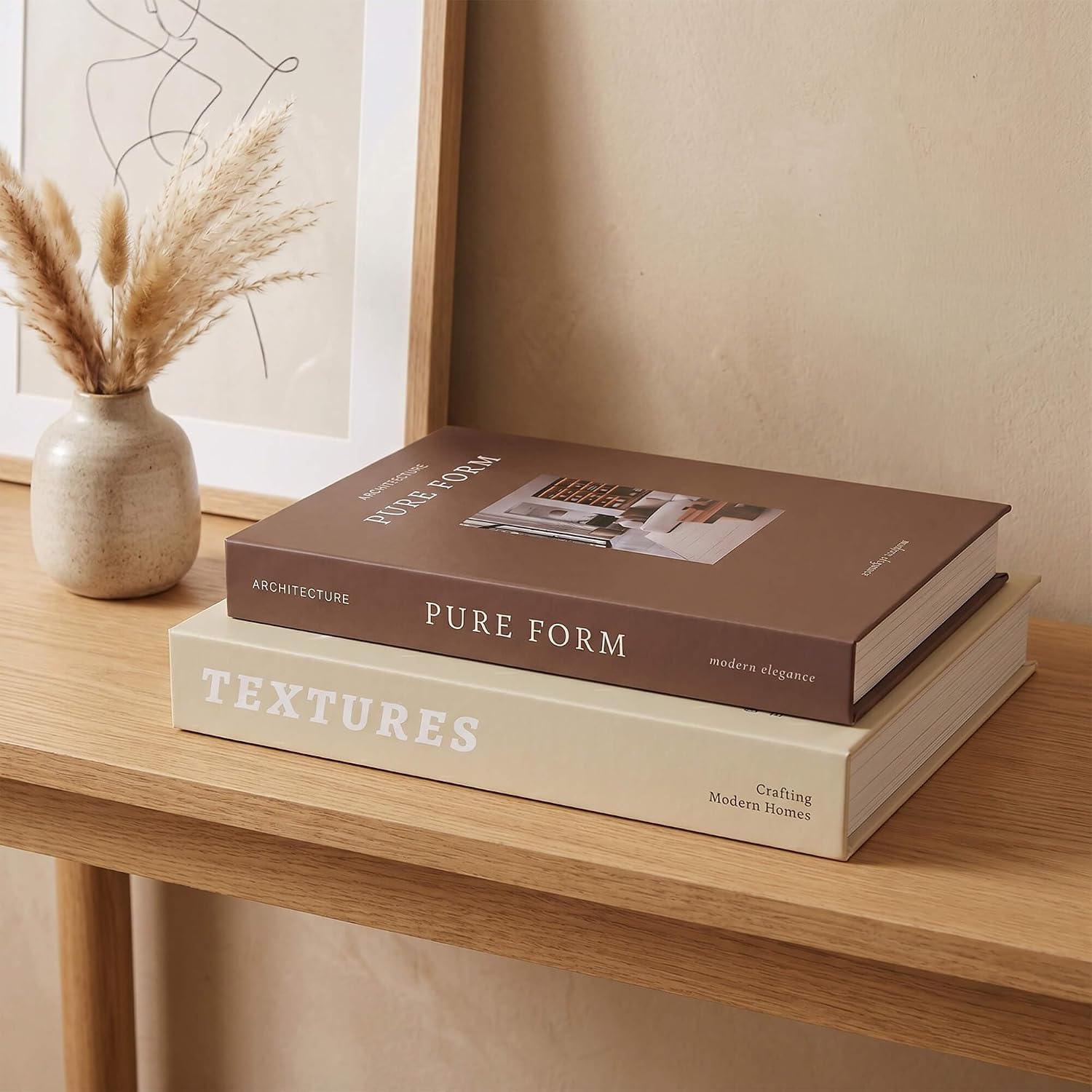 Elegant Decorative Book Boxes / Coffee Brown & Beige / Set of 2