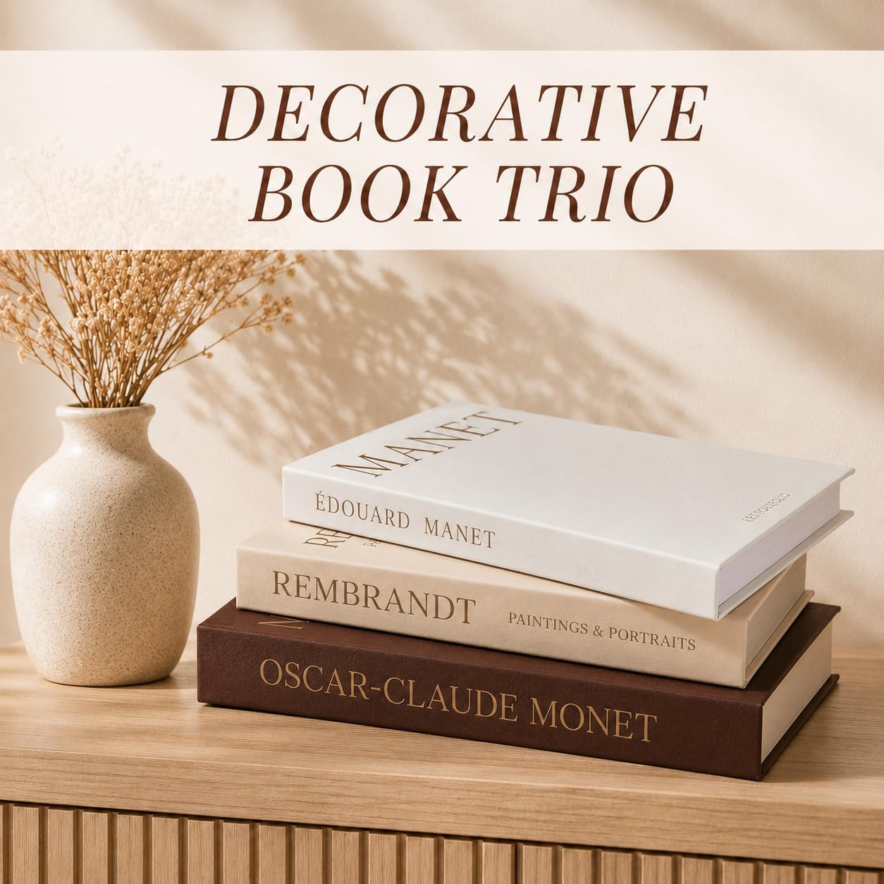 Linen Faux Books / Natural / Set of 3