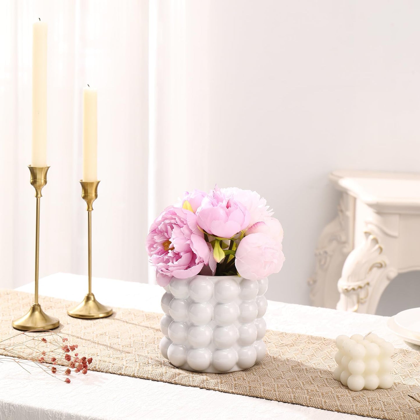 Ceramic Vase / Ceramic Flower Vases / White / Medium