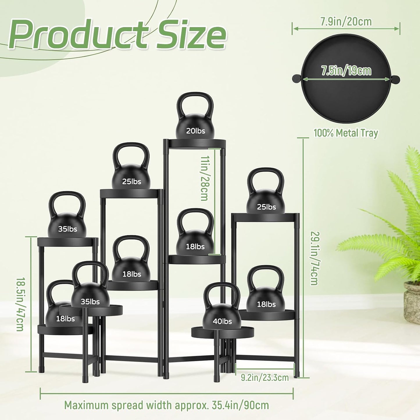 iDavosic.ly Plant Stand Indoor Outdoor, 10 Tier Metal Corner Shelf, Black | Tiered Flower Display Holder, Folding Multi