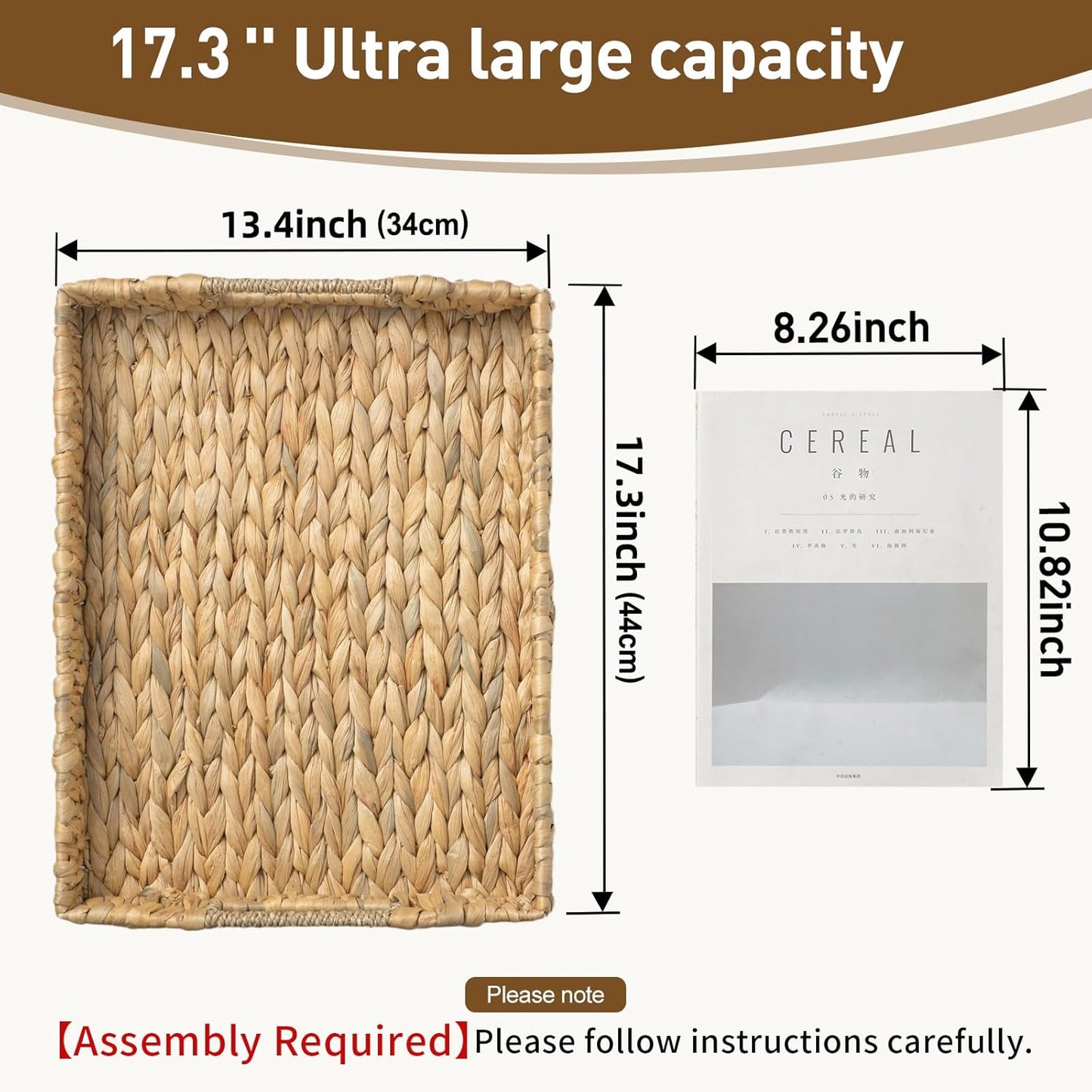 Seagrass Handwoven Trays / 17.3 x 13.4 x 3.6 / Water Hyacinth-rectangle