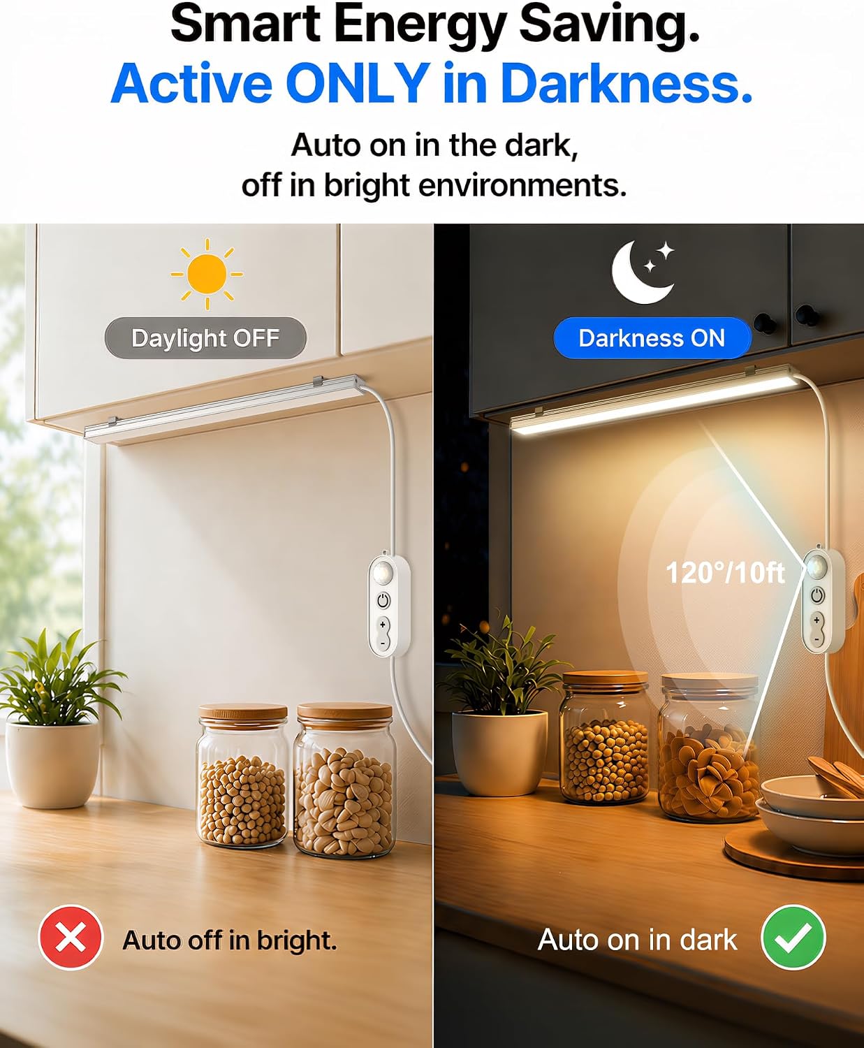 Motion Sensor Cabinet Lighting, 4500K Daylight, 3 Pack 12 inch Linkable