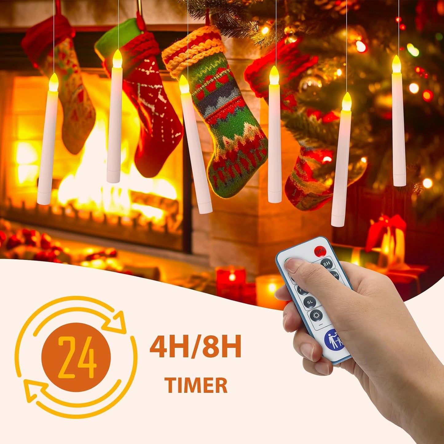 PChero Window Candles with Remote Timer, Gold, 6 Packs | Battery Operated Flameless LED, Removable Gold Holders, Taper