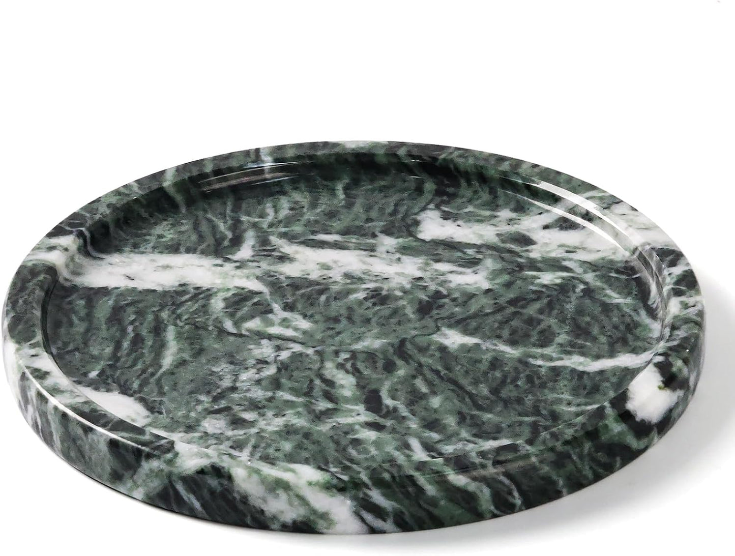Natural Round Marble Tray / Green