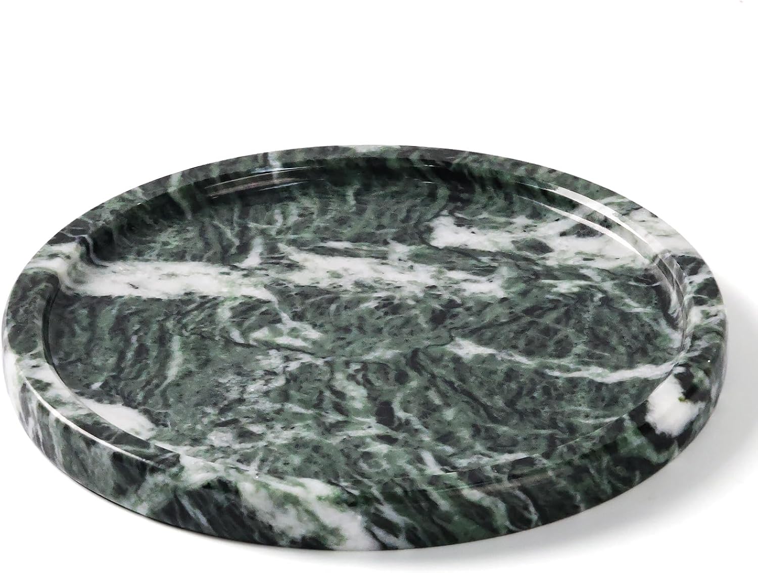 Natural Round Marble Tray / Green