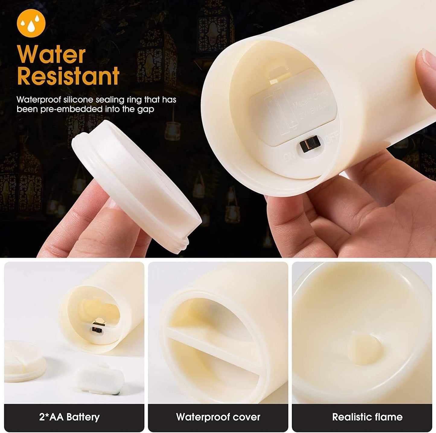 CLTNIKET12-Pack LED Flameless Candles(D 2.2''X H 4'' 5'' 6'' 7'') with Remote Control Waterproof Outdoors & Indoors