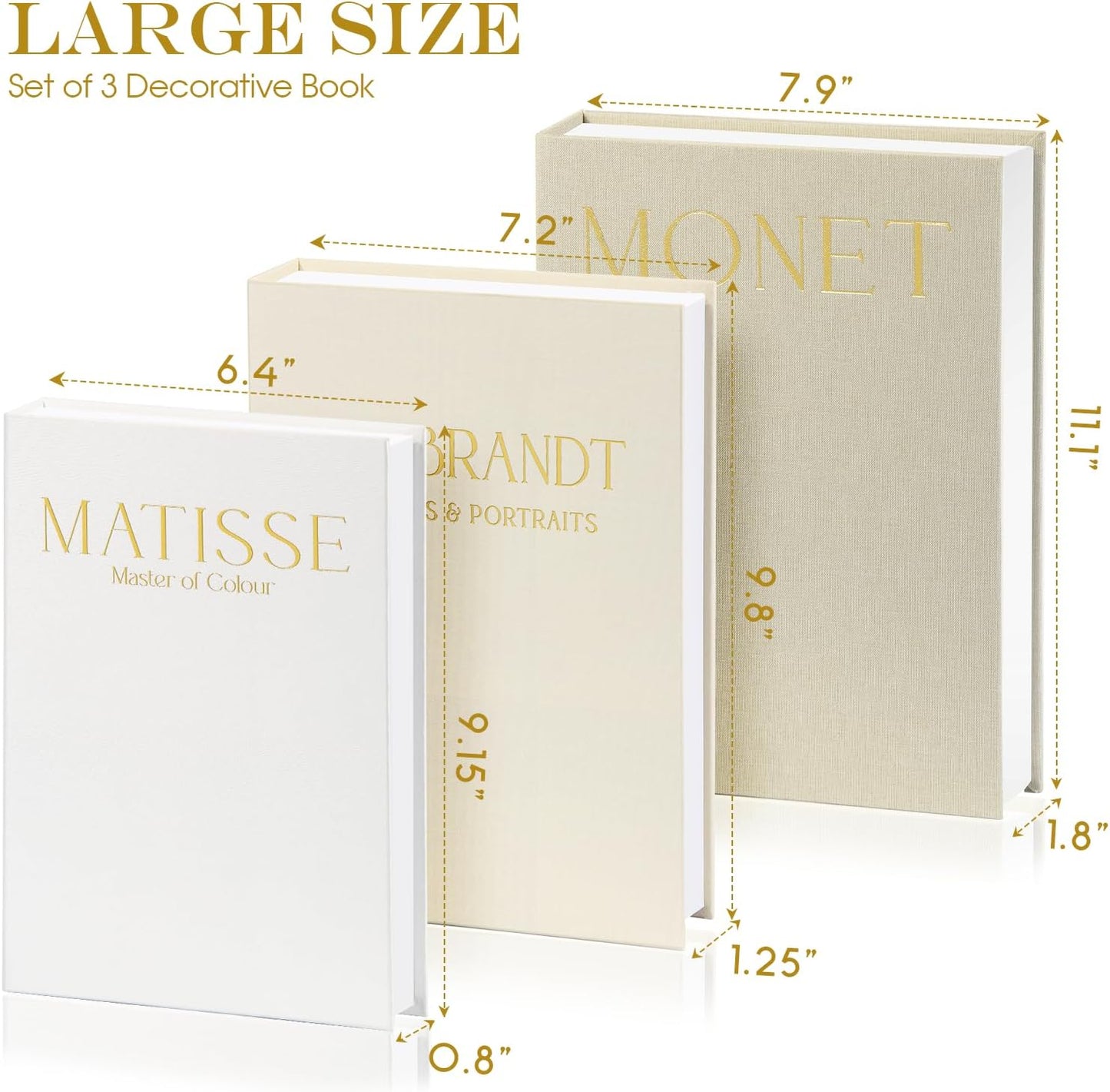 Linen Faux Books / Taupe / Beige / White / Set of 3