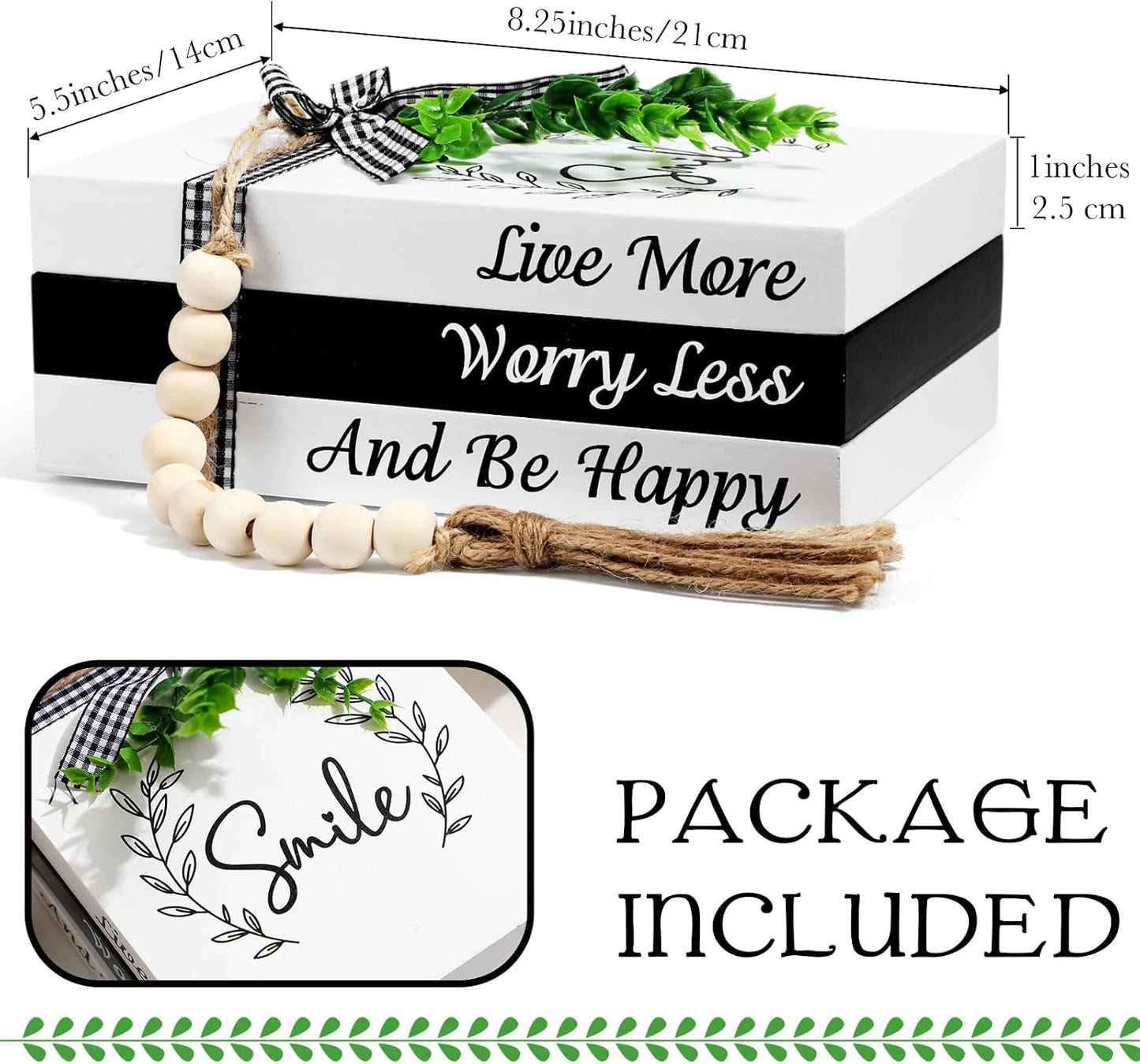 Bead Garland / Decorative Books / Smile / Set of 3