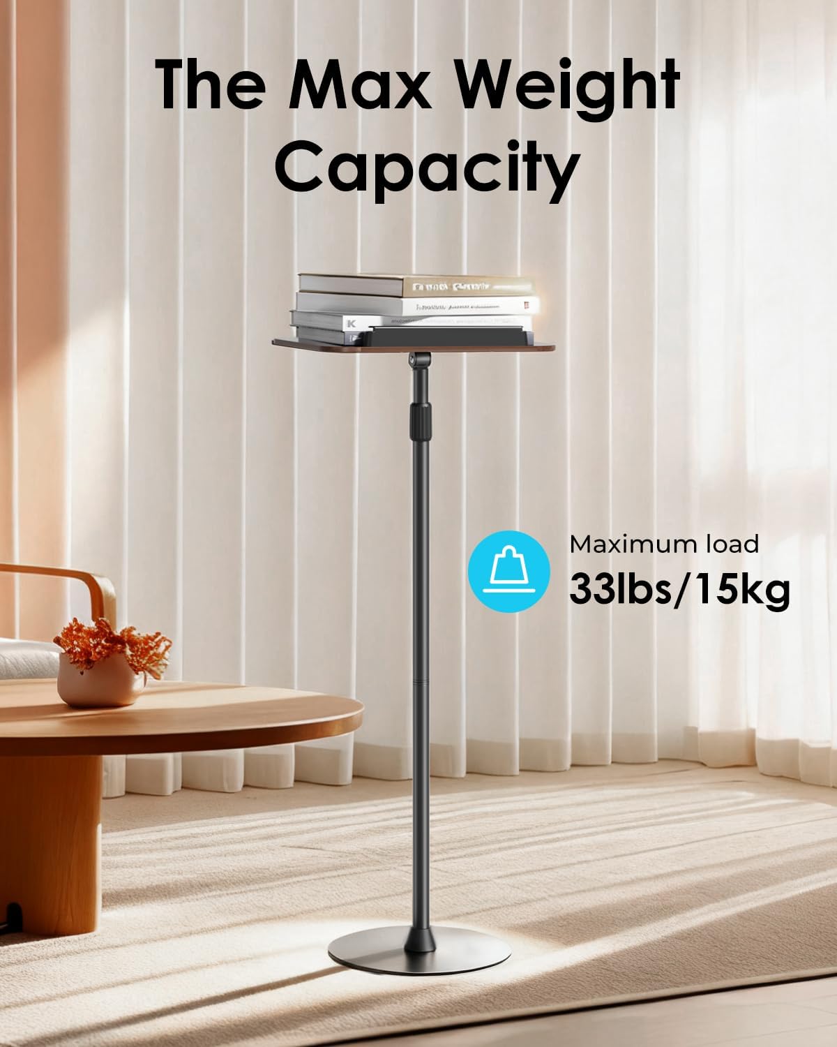 Viozon Floor Book Stand, Height Adjustable Reading Stand, Multi-Purpose Book Holder/Laptop Stand/Music Sheet Stand